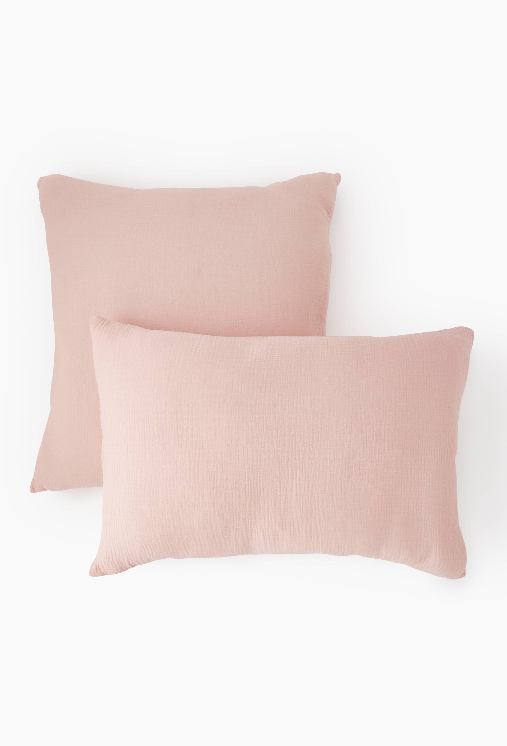 Taie d'oreiller carr&eacute;e unie, 63x63cm, 100% coton bio GOTS, Rose, large image number 1