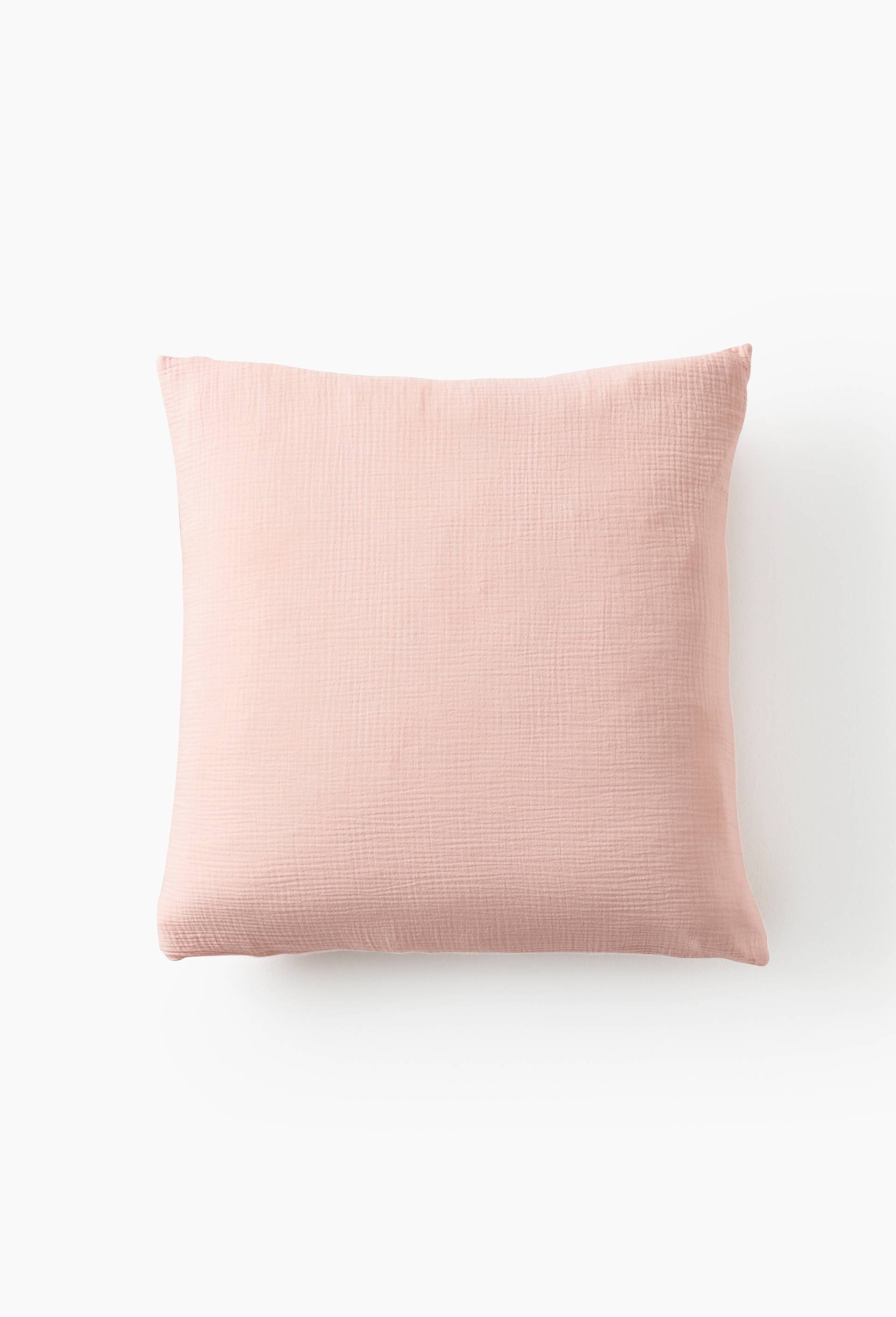 Taie d'oreiller carr&eacute;e unie, 63x63cm, 100% coton bio GOTS, Rose, large image number 2.0