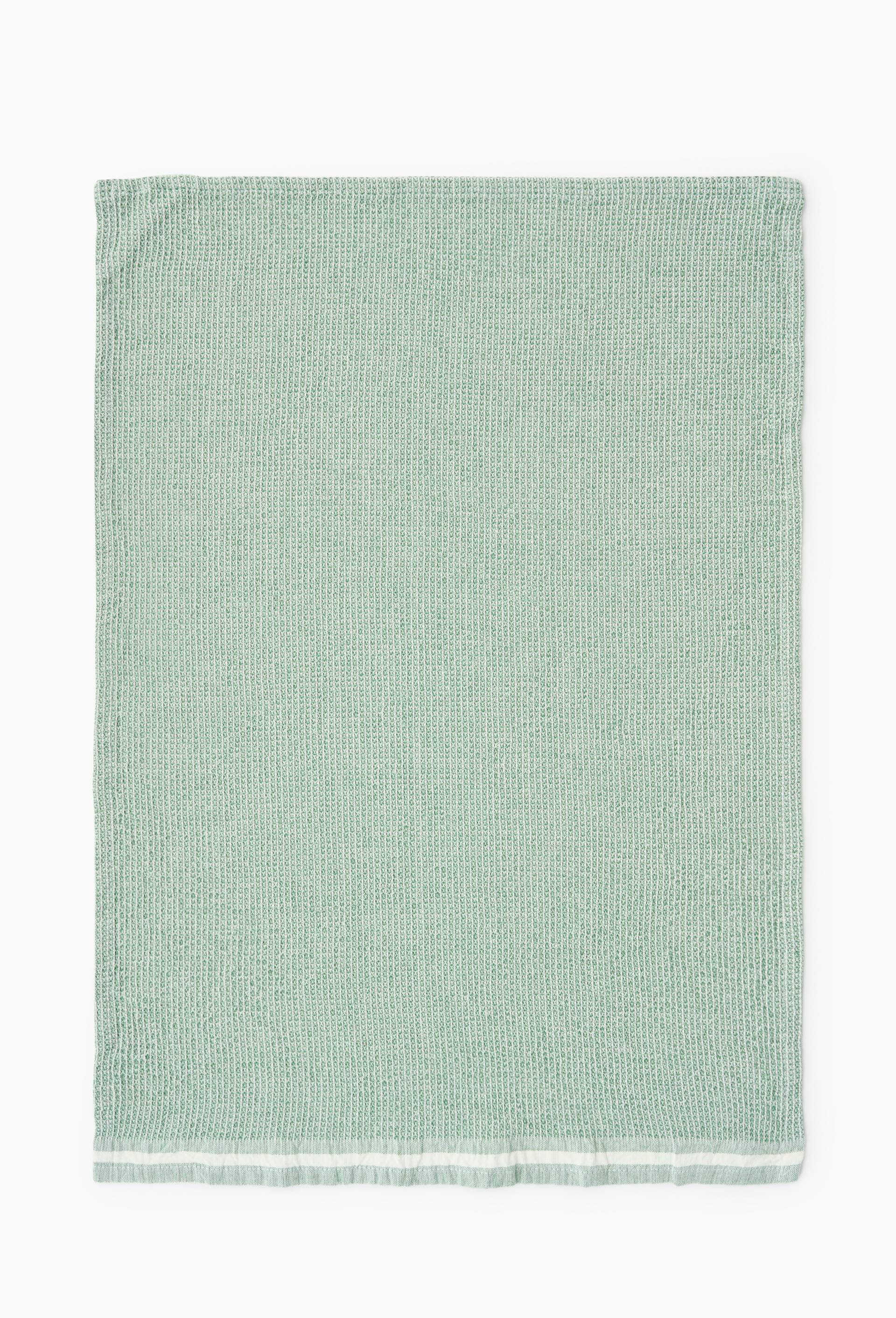 Torchon en nid d'abeille, 50x70cm, 100% coton bio GOTS, Vert, large image number 1.0