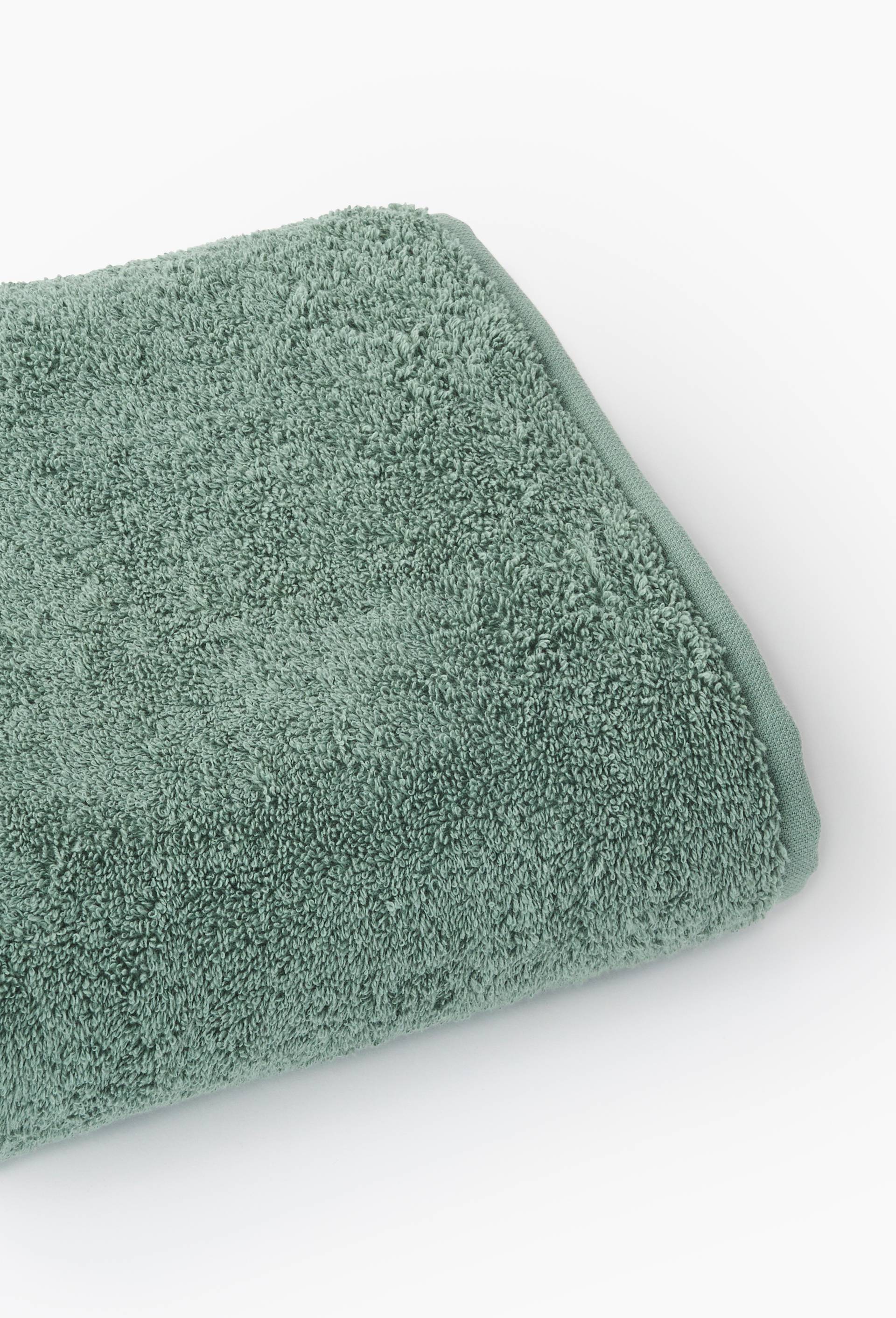Lot serviette et drap de bain, 50x90cm et 70x130cm, 100% coton bio GOTS, Vert, large image number 1