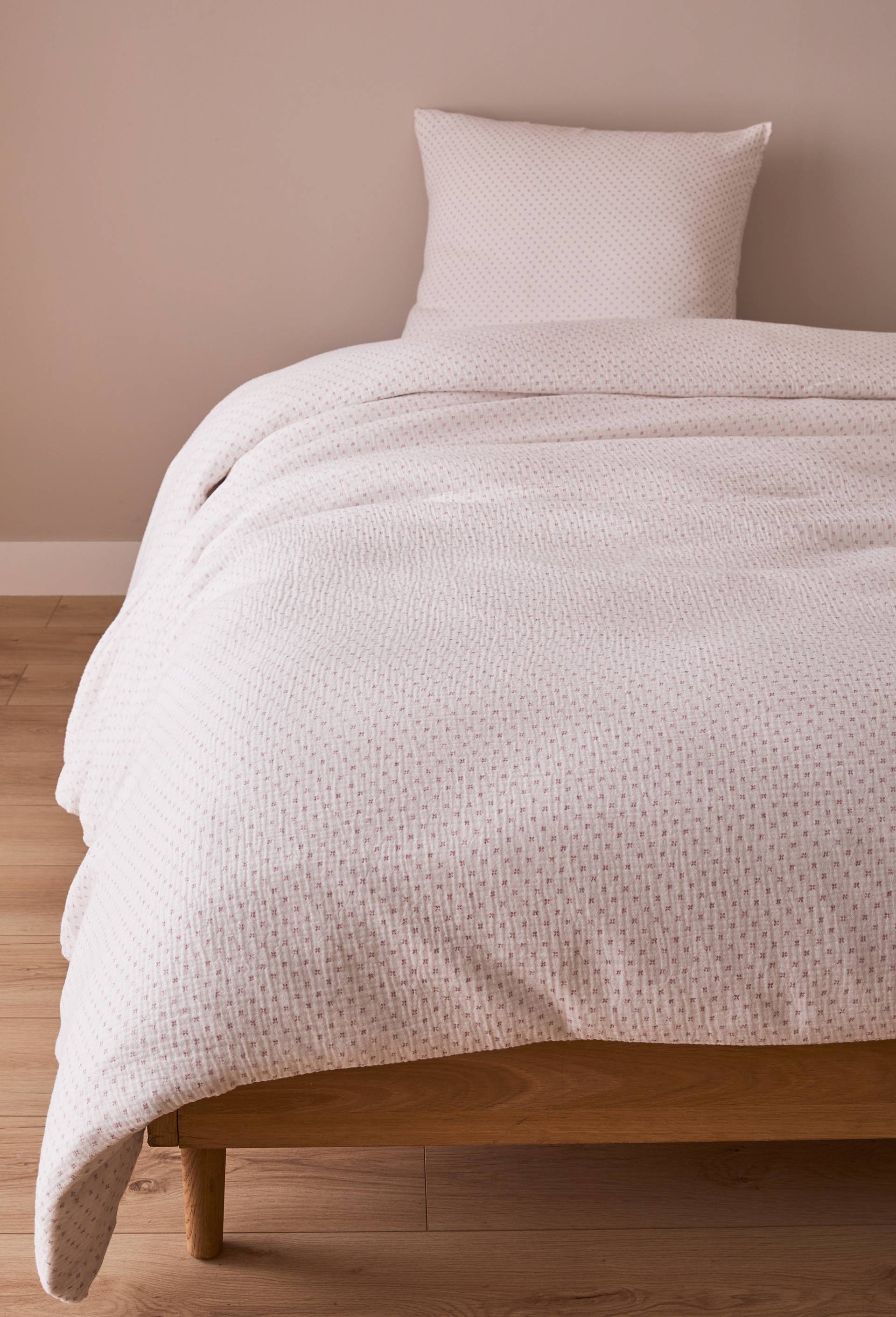 Housse de couette en gaze de coton imprim&eacute;e, 100% coton bio GOTS, Rose, large image number 0
