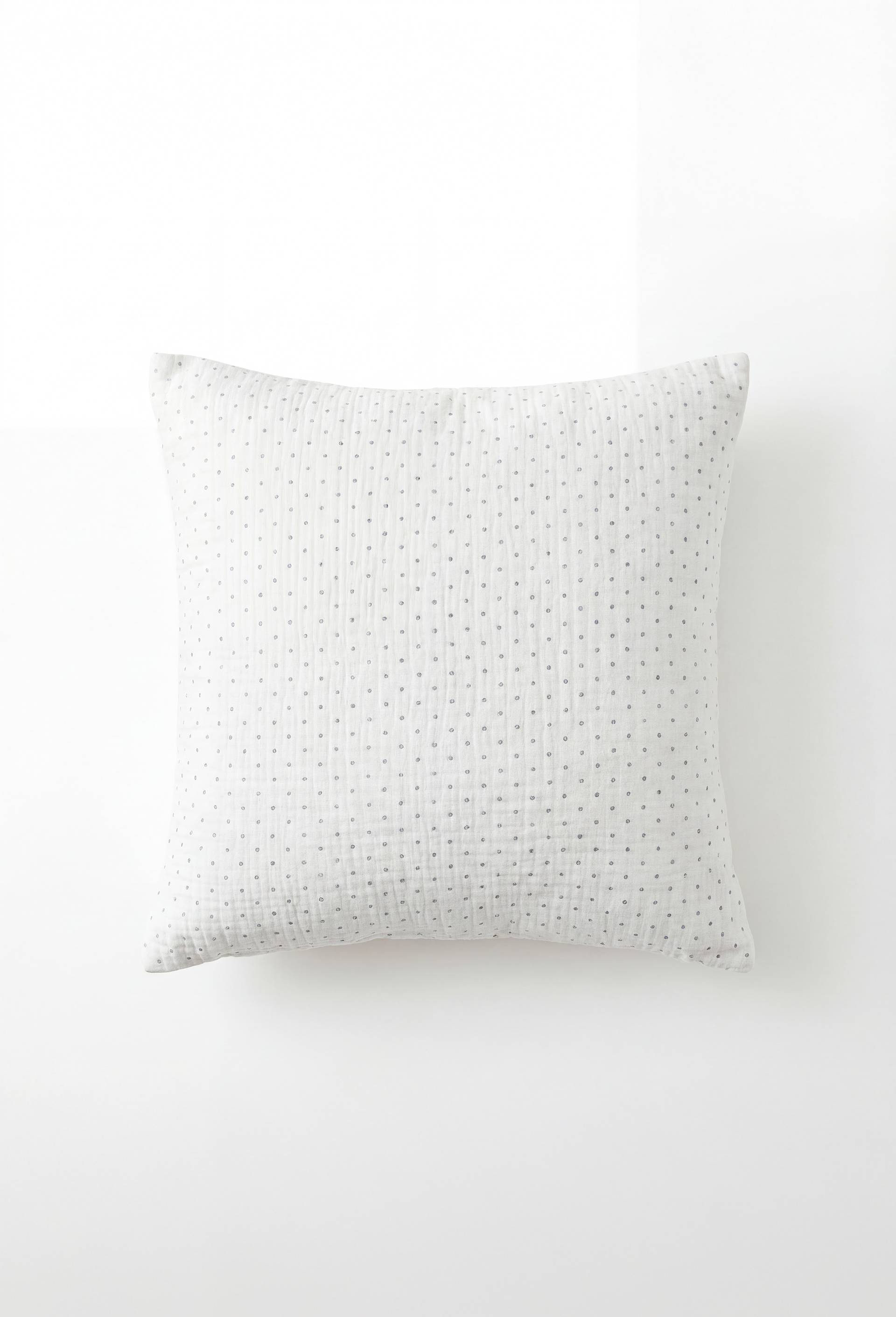 Taie d'oreiller en gaze de coton imprim&eacute;e, 100% coton bio, Oekotex, Bleu fonc&eacute;, large image number 1.0