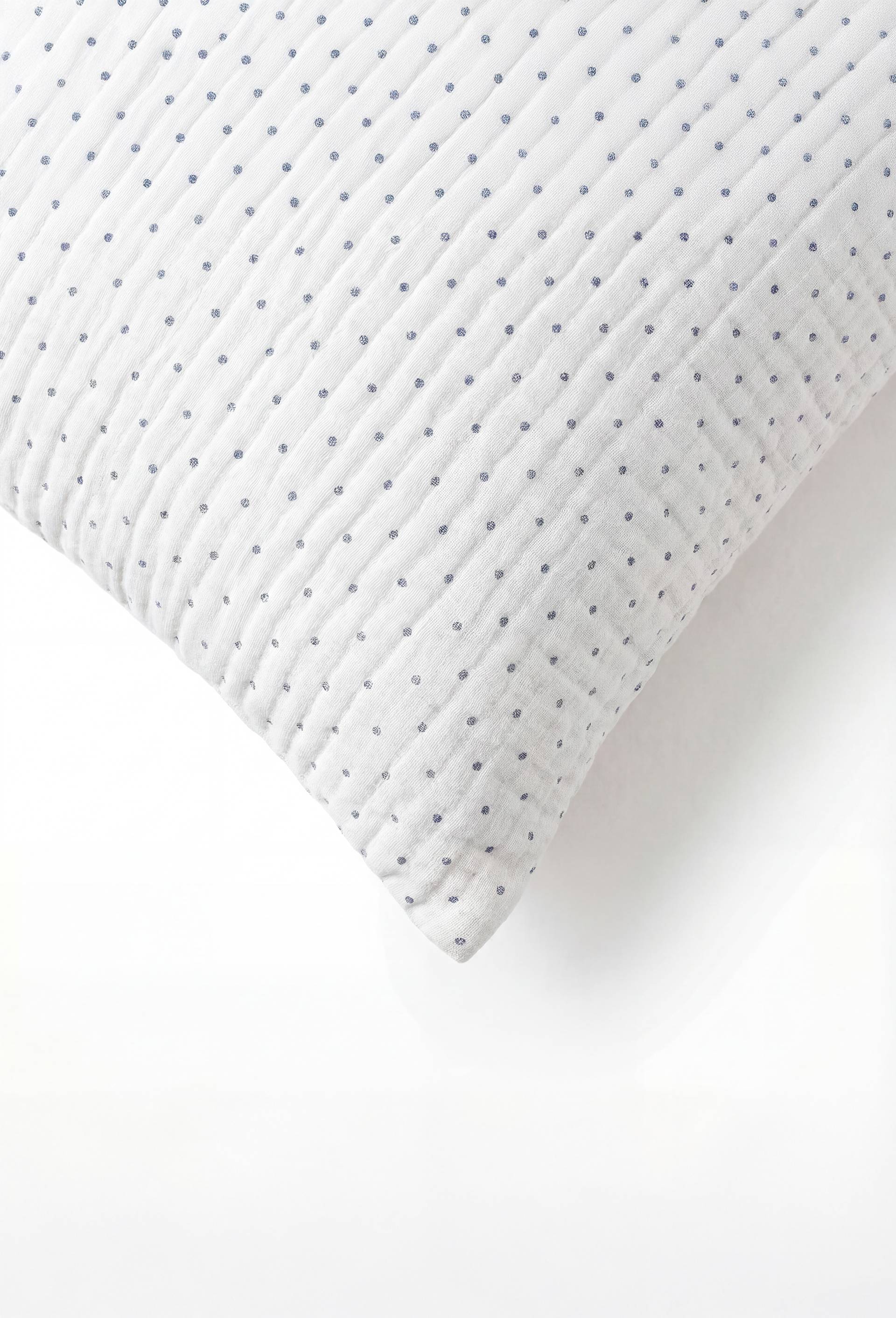 Taie d'oreiller en gaze de coton imprim&eacute;e, 100% coton bio, Oekotex, Bleu fonc&eacute;, large image number 2