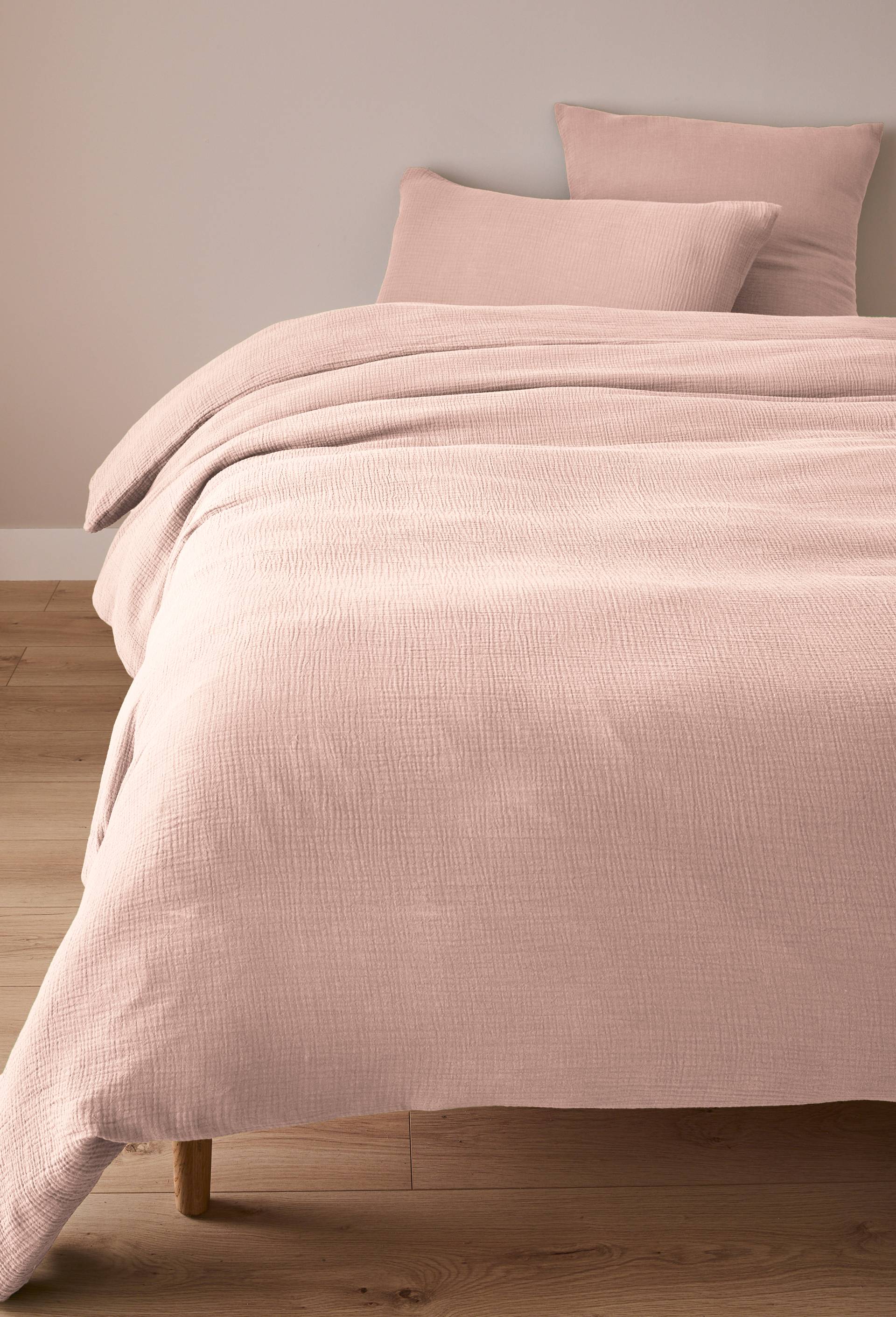 Housse de couette gaze de coton unie, 240x220cm,  100% coton bio GOTS, Rose, large image number 0