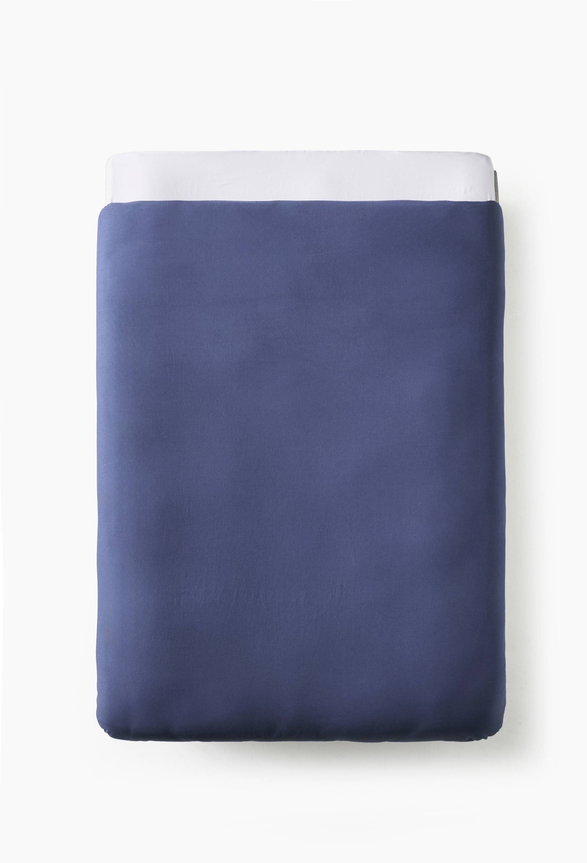 Housse de couette unie, 240x220cm, 52% coton bio et 48% lin, Bleu fonc&eacute;, large image number 1