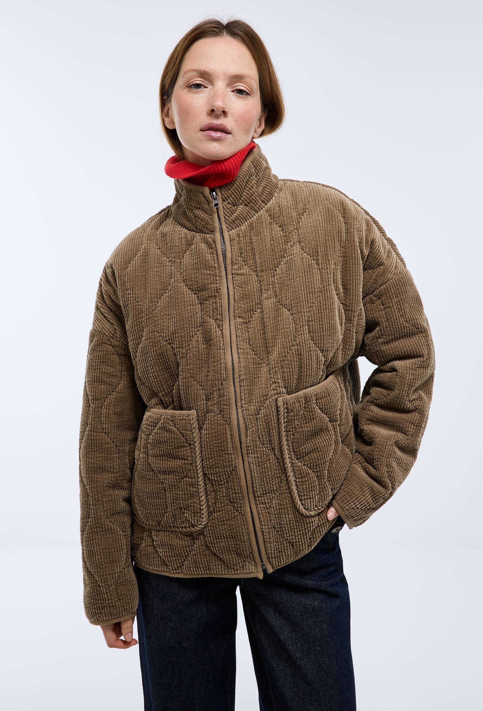 Veste matelass&eacute;e en velours c&ocirc;tel&eacute;, Beige, large image number 0