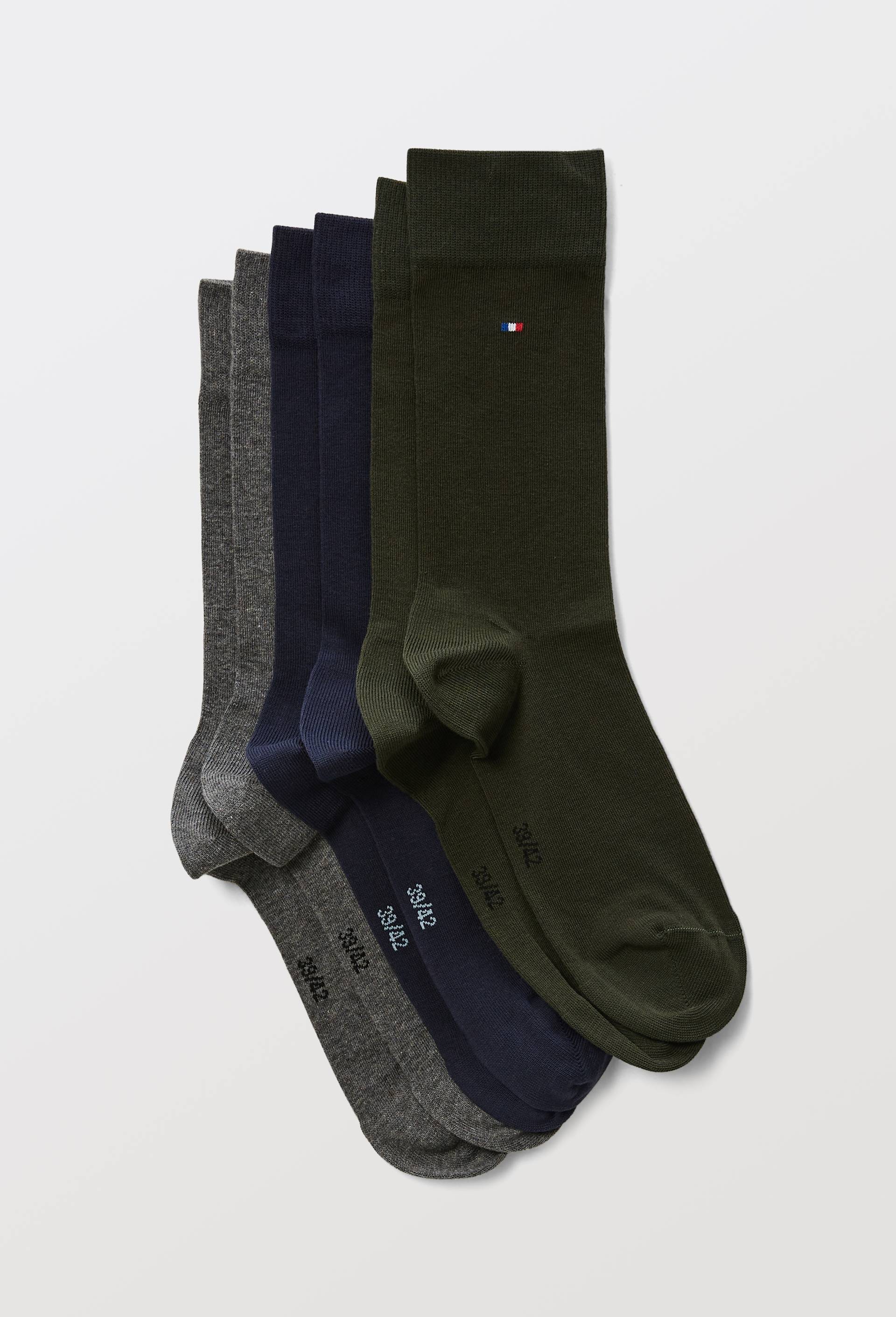 Lot de 3 paires de chaussettes en coton Fabrication Fran&ccedil;aise, Vert fonc&eacute;, large image number 0.0