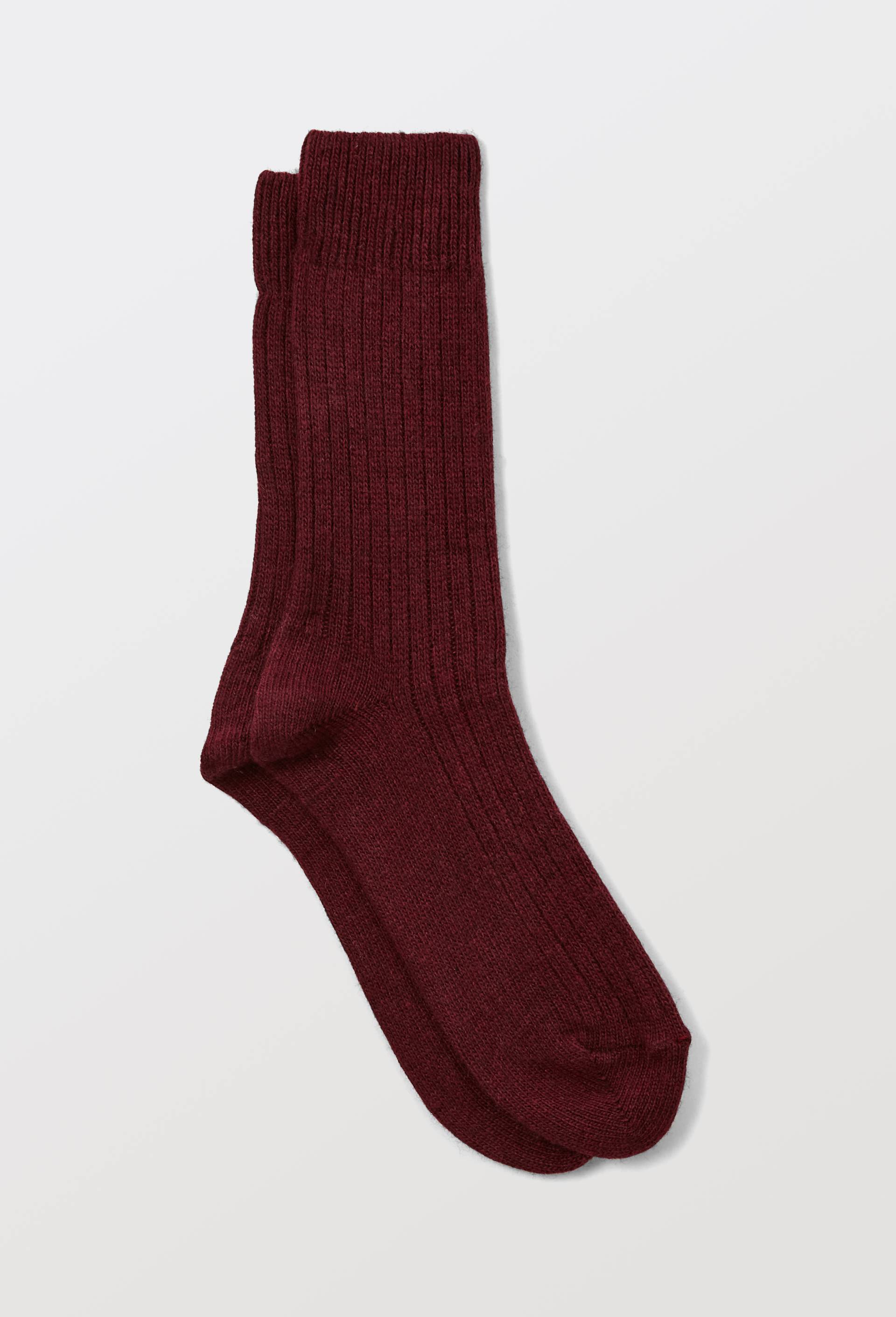 Paire de chaussettes contenant du cachemire Monoprix, Rouge fonc&eacute;, large image number 0