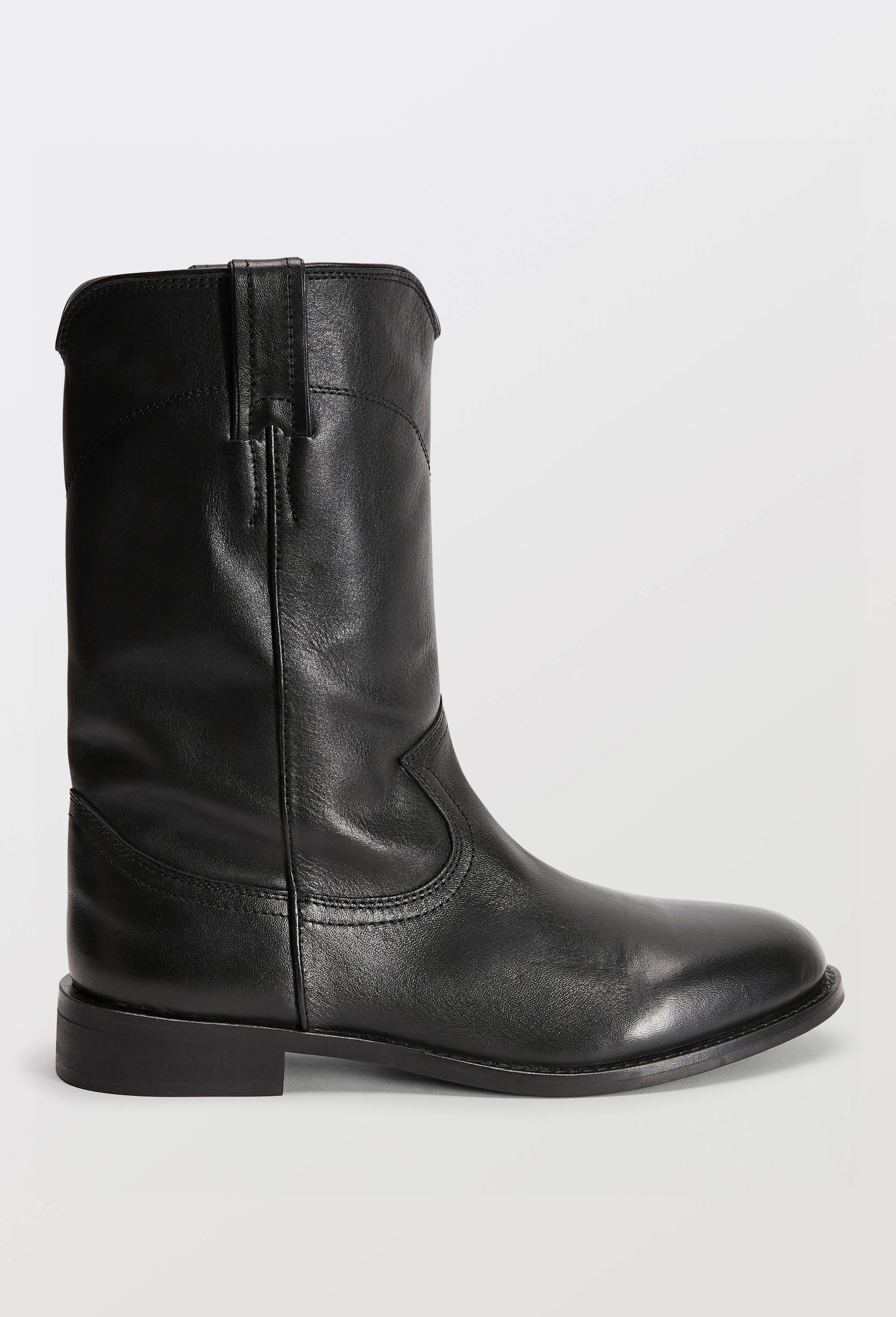 Bottes plates en cuir, Noir, large image number 1.0