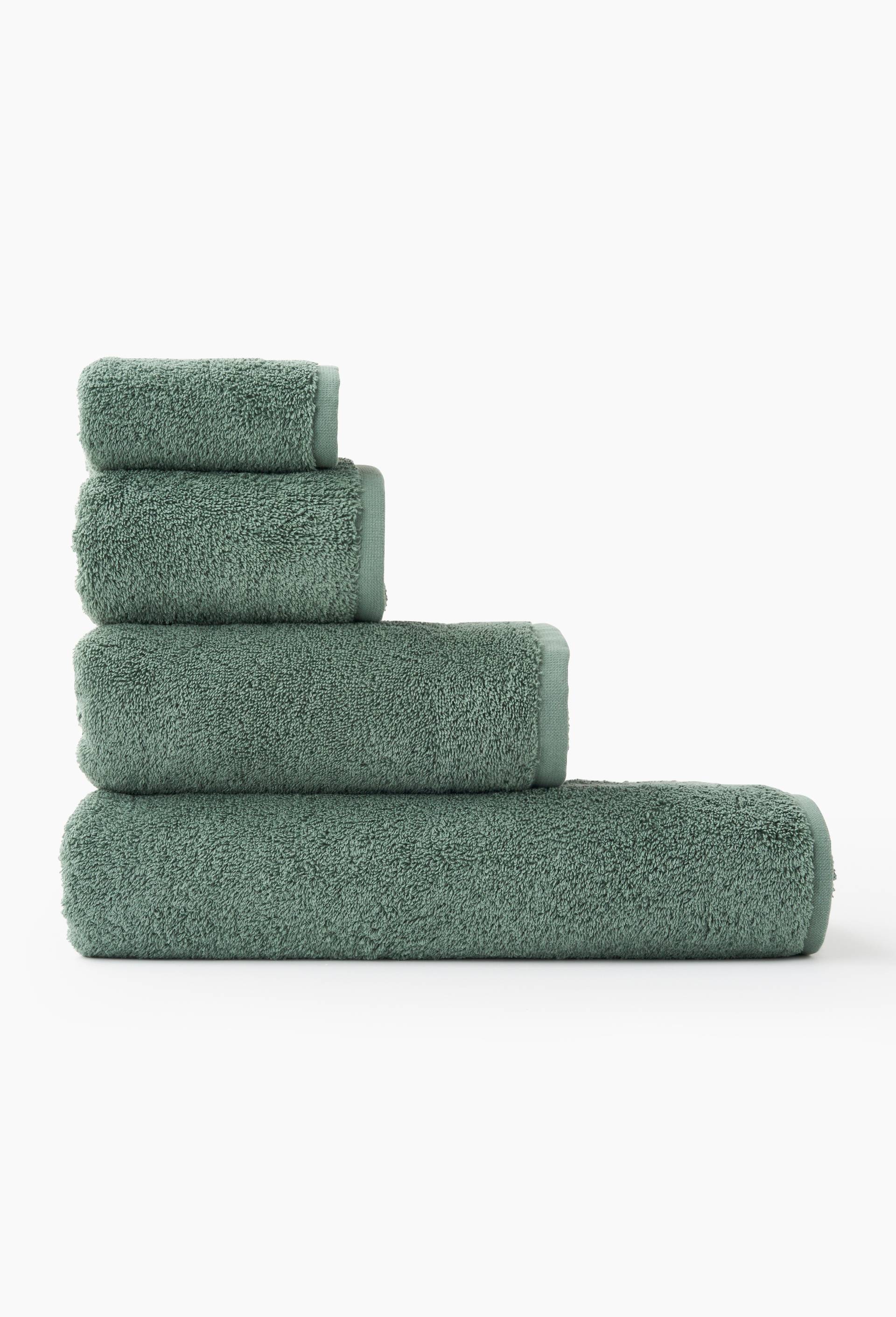 Serviette de bain unie, en coton BIO GOTS, Vert, large image number 0.0