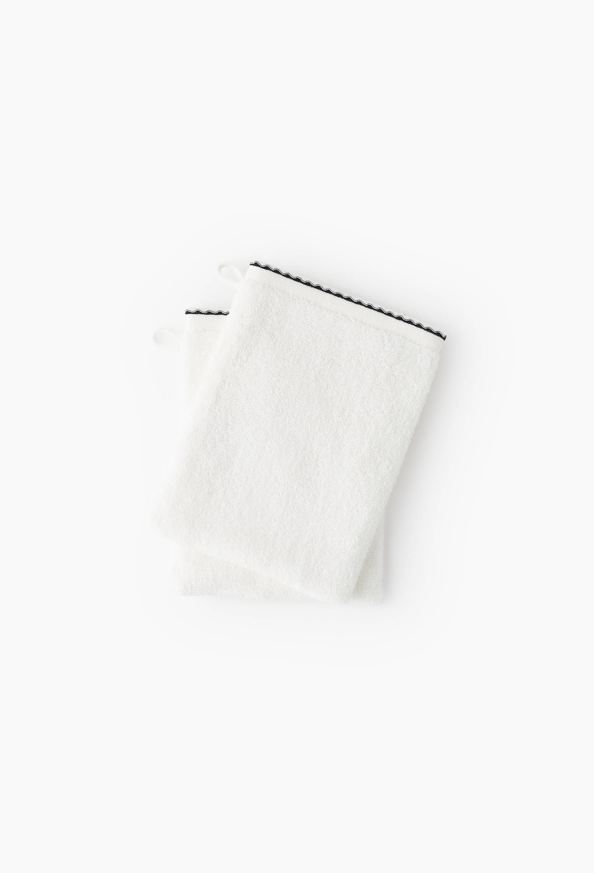 2 gants finition vague, 15x21 cm 100% coton bio GOTS, Ecru, large image number 1