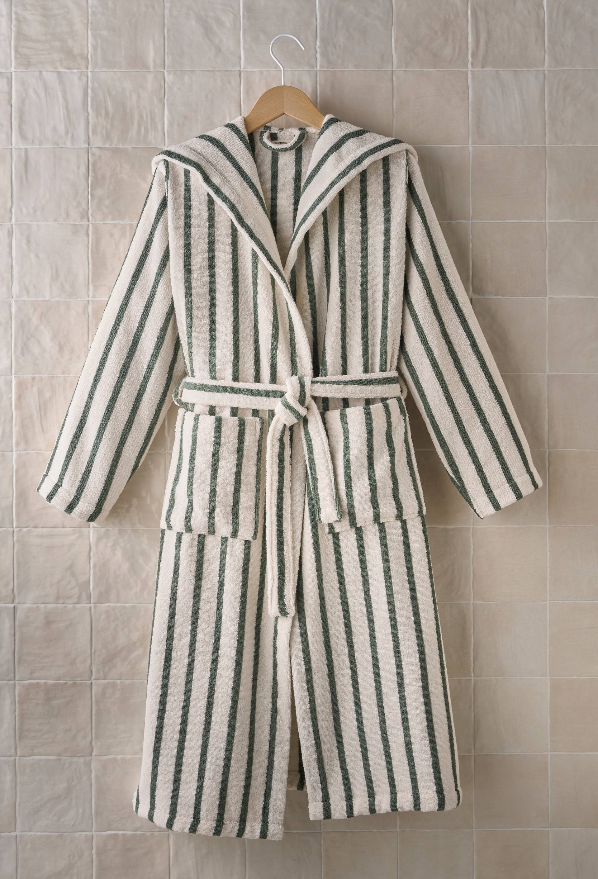 Peignoir ray&eacute;, 100% coton bio GOTS, Vert, large image number 0.0