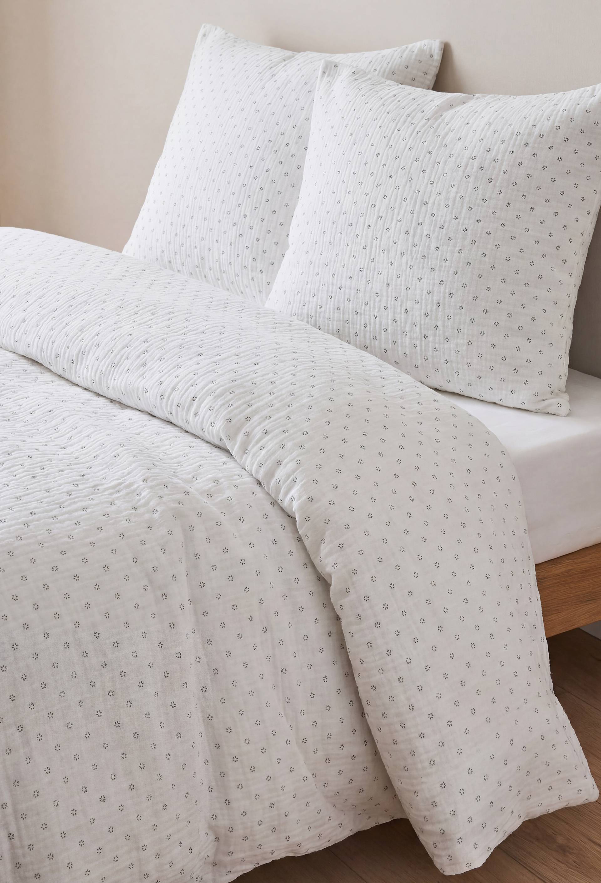 Housse de couette en gaze de coton imprim&eacute;e, 100% coton bio GOTS, Vert, large image number 0