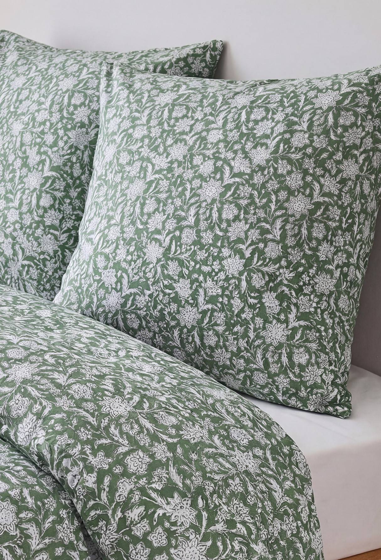 Taie d'oreiller imprim&eacute;e, 100% coton bio, Vert, large image number 0.0