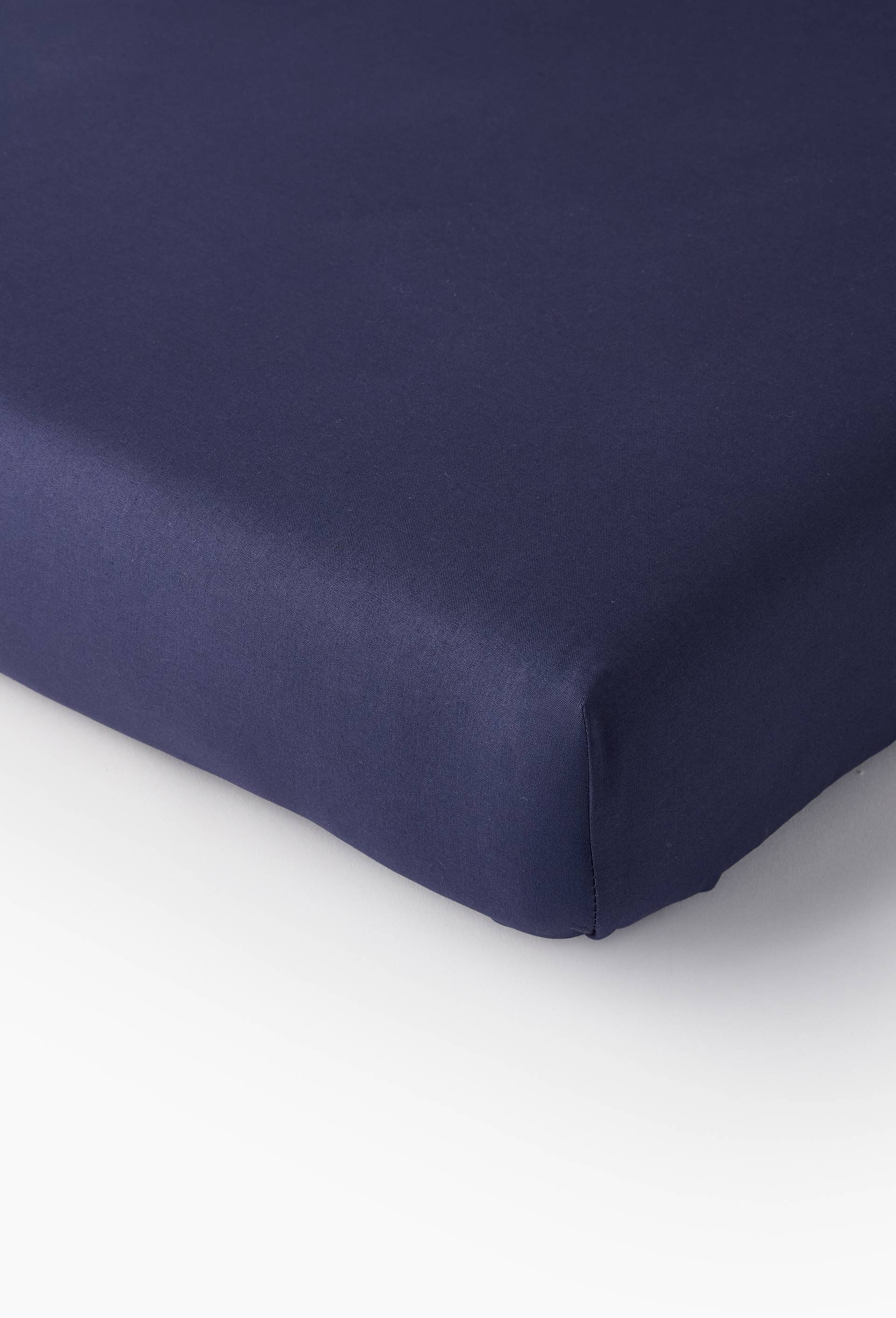Drap housse uni, coton bio, Bleu fonc&eacute;, large image number 0