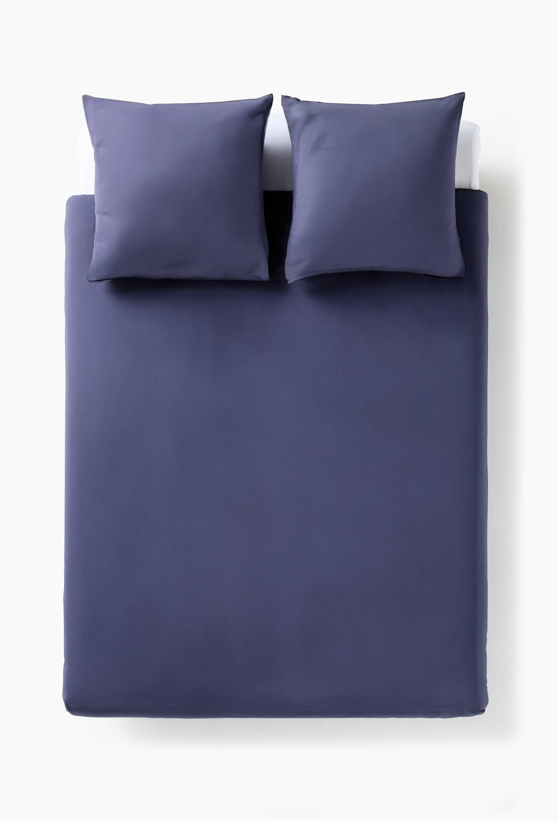 Housse de couette unie,  100% coton bio, Bleu fonc&eacute;, large image number 1