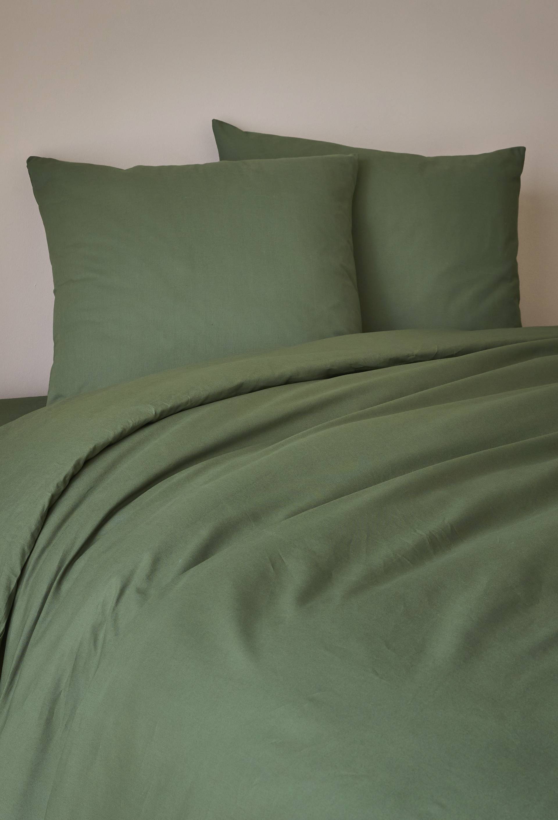 Taie d'oreiller unie, 100% coton bio, Vert, swatch image