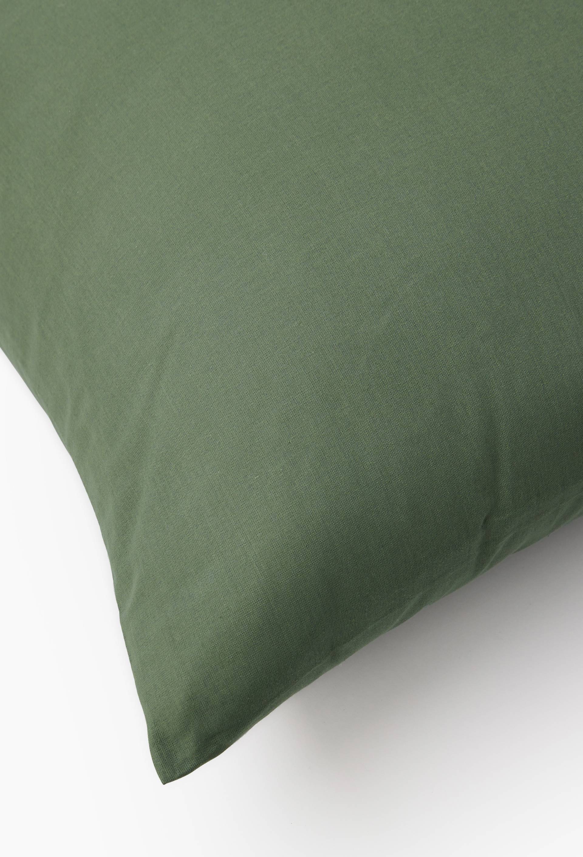Taie d'oreiller unie, 100% coton bio, Vert, large image number 2