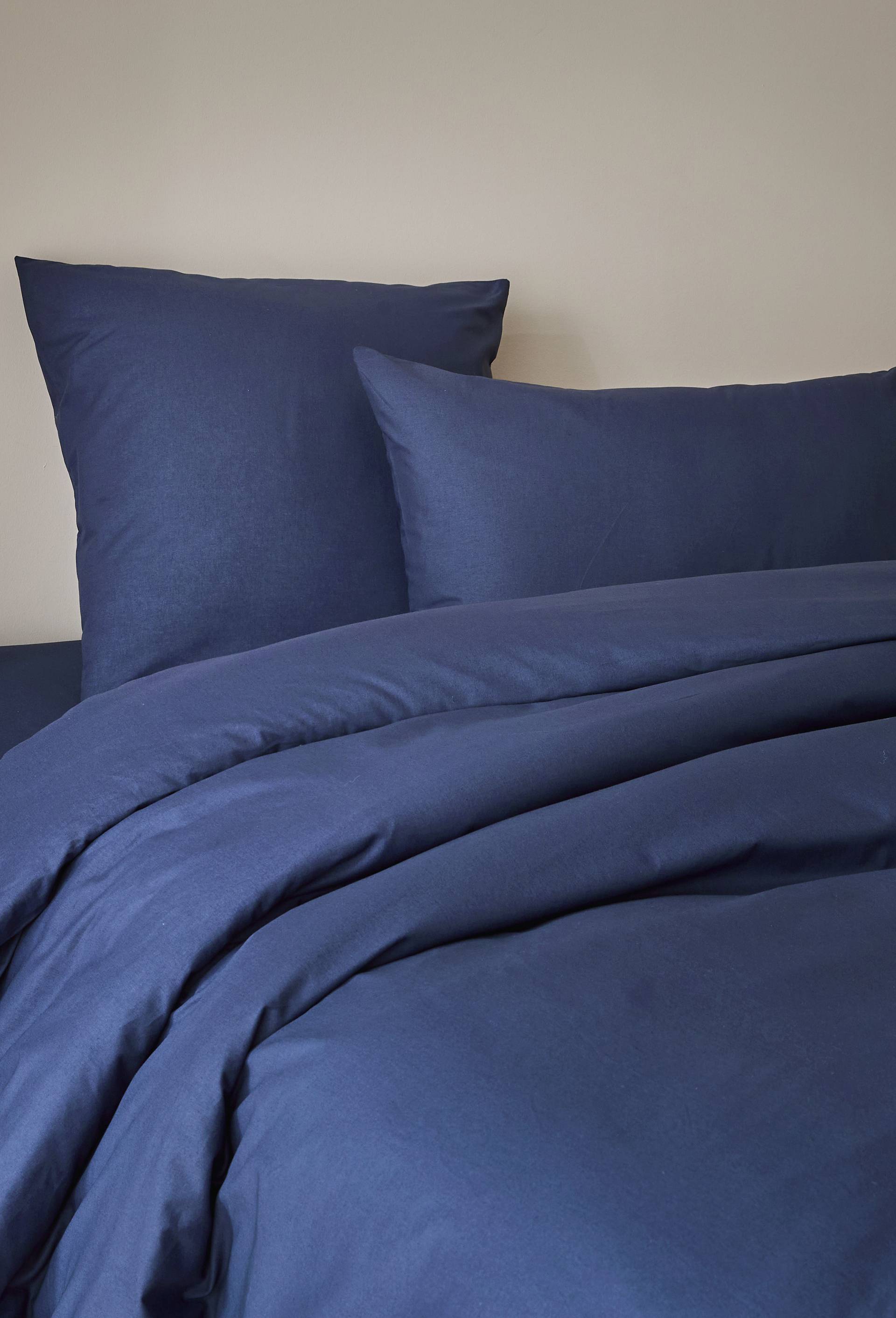 Taie d'oreiller unie, 100% coton bio, Bleu fonc&eacute;, large image number 0