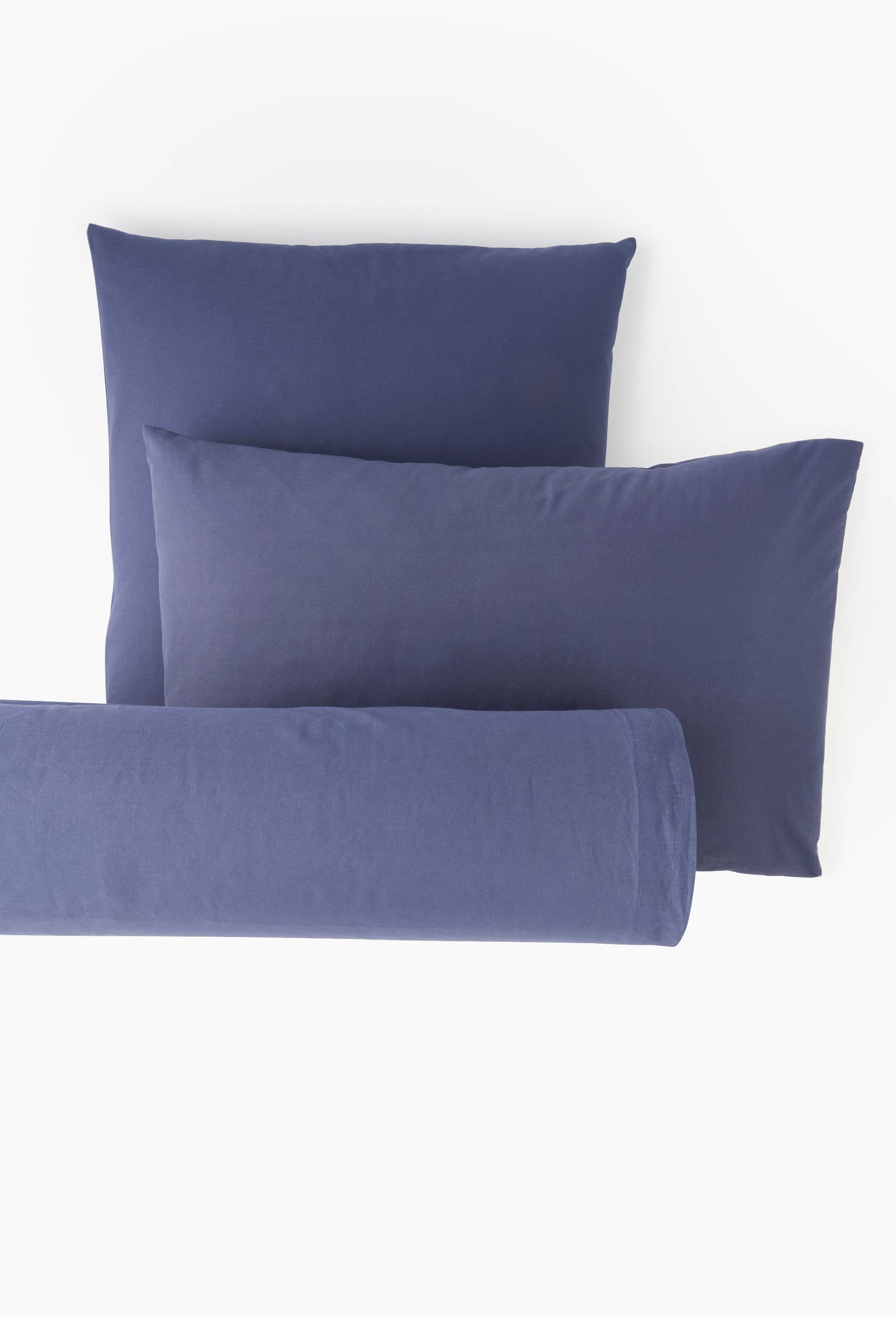 Taie d'oreiller unie, 100% coton bio, Bleu fonc&eacute;, large image number 1