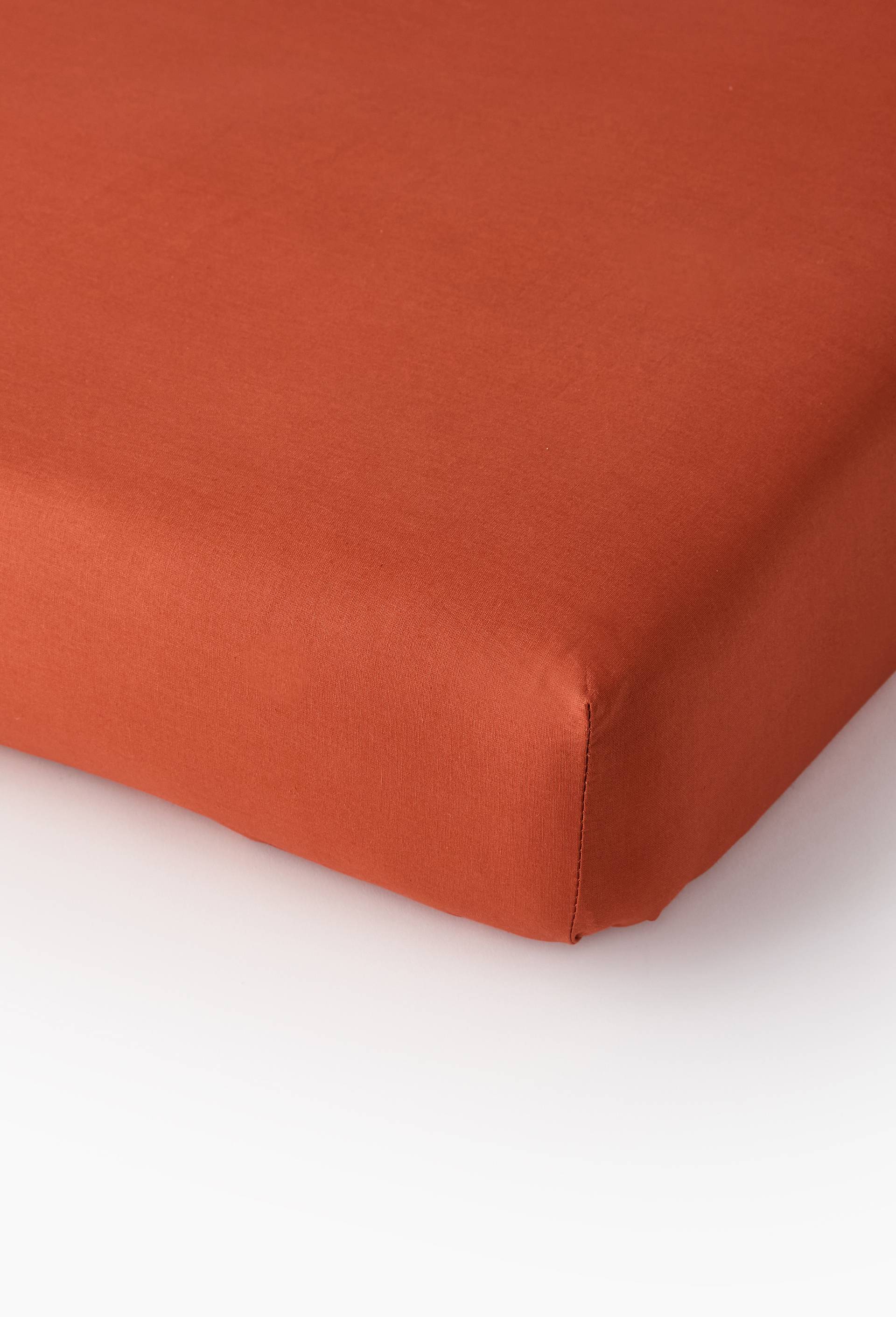Drap housse uni, coton bio, Orange fonc&eacute;, swatch image