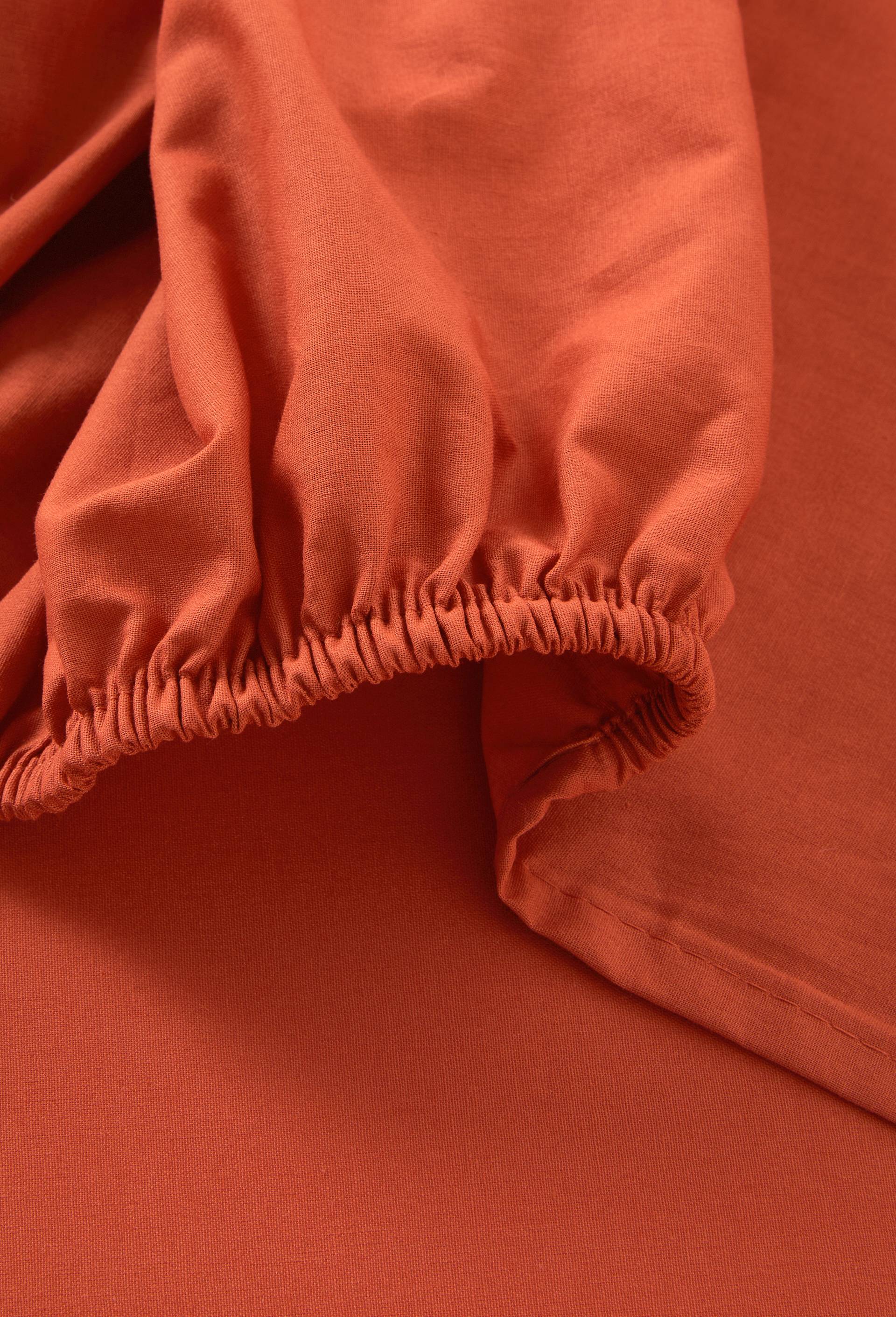 Drap housse uni, coton bio, Orange fonc&eacute;, large image number 1