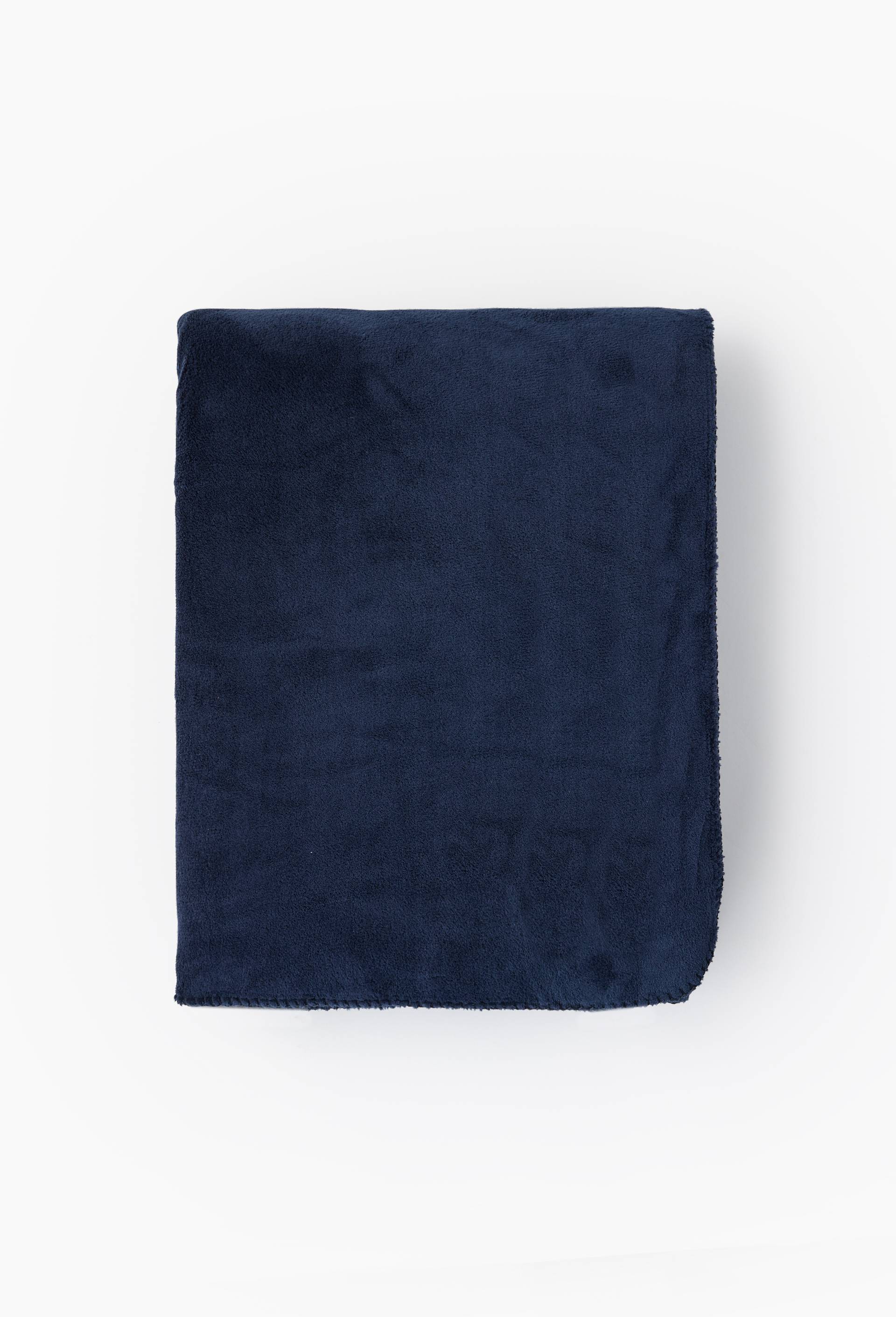 Plaid, 130x170cm, 100% polyester recycl&eacute; 280gsm, Bleu fonc&eacute;, large image number 1.0