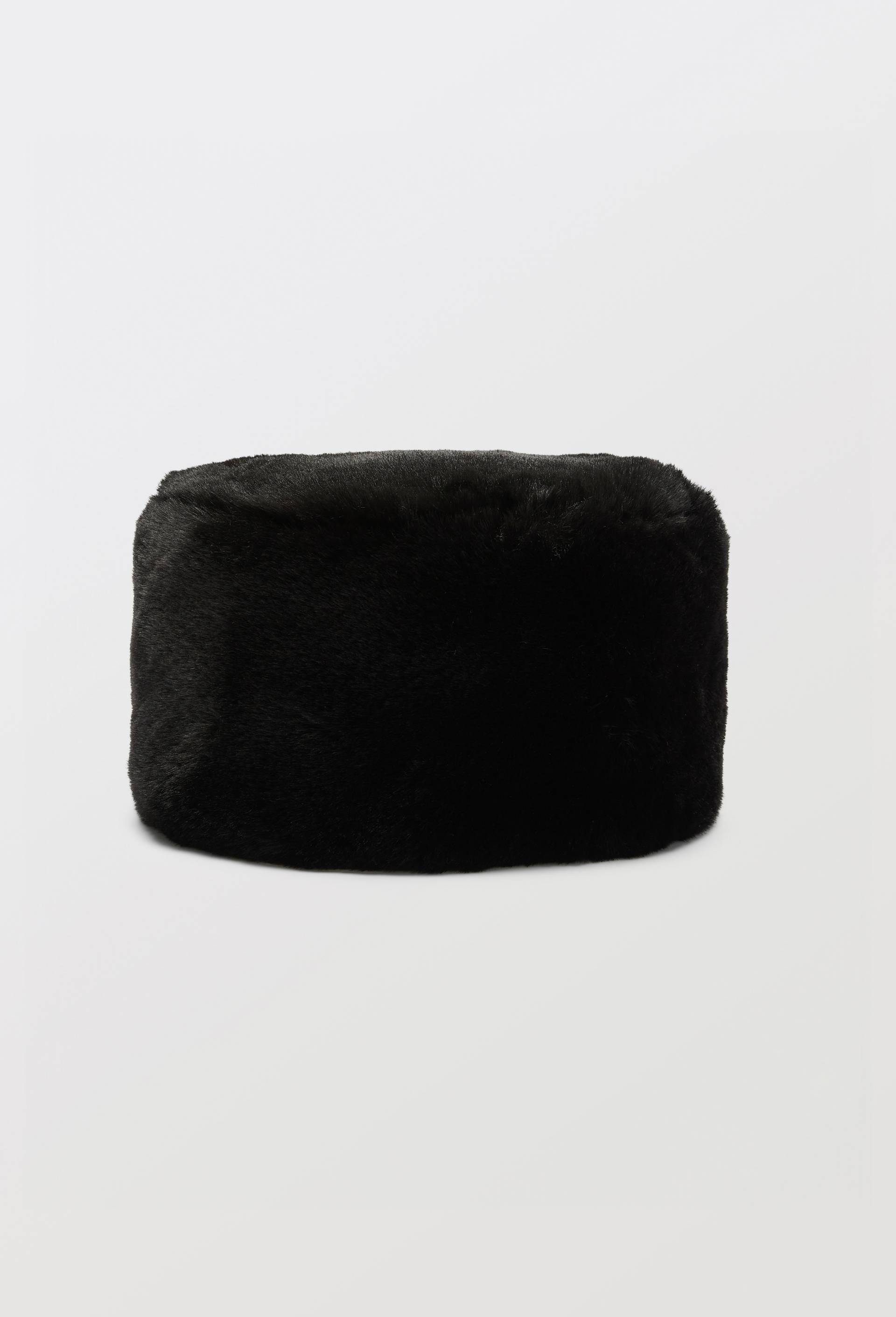 Toque en fausse fourrure, Noir, large image number 0