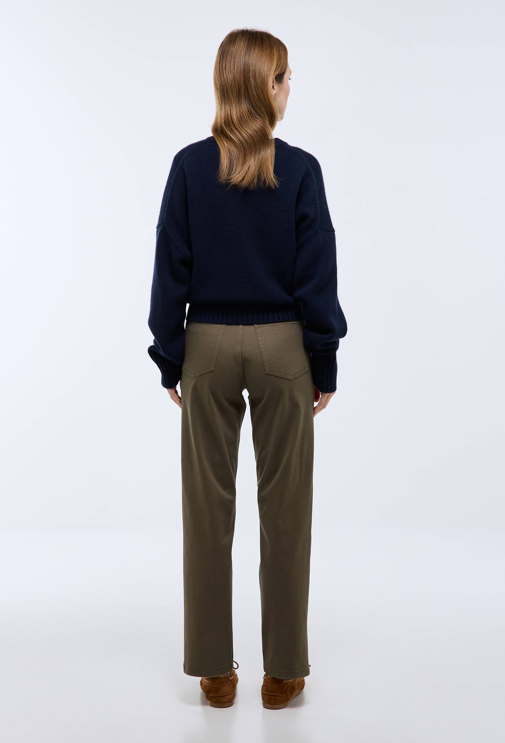 Pantalon droit contenant du coton, Vert fonc&eacute;, large image number 1