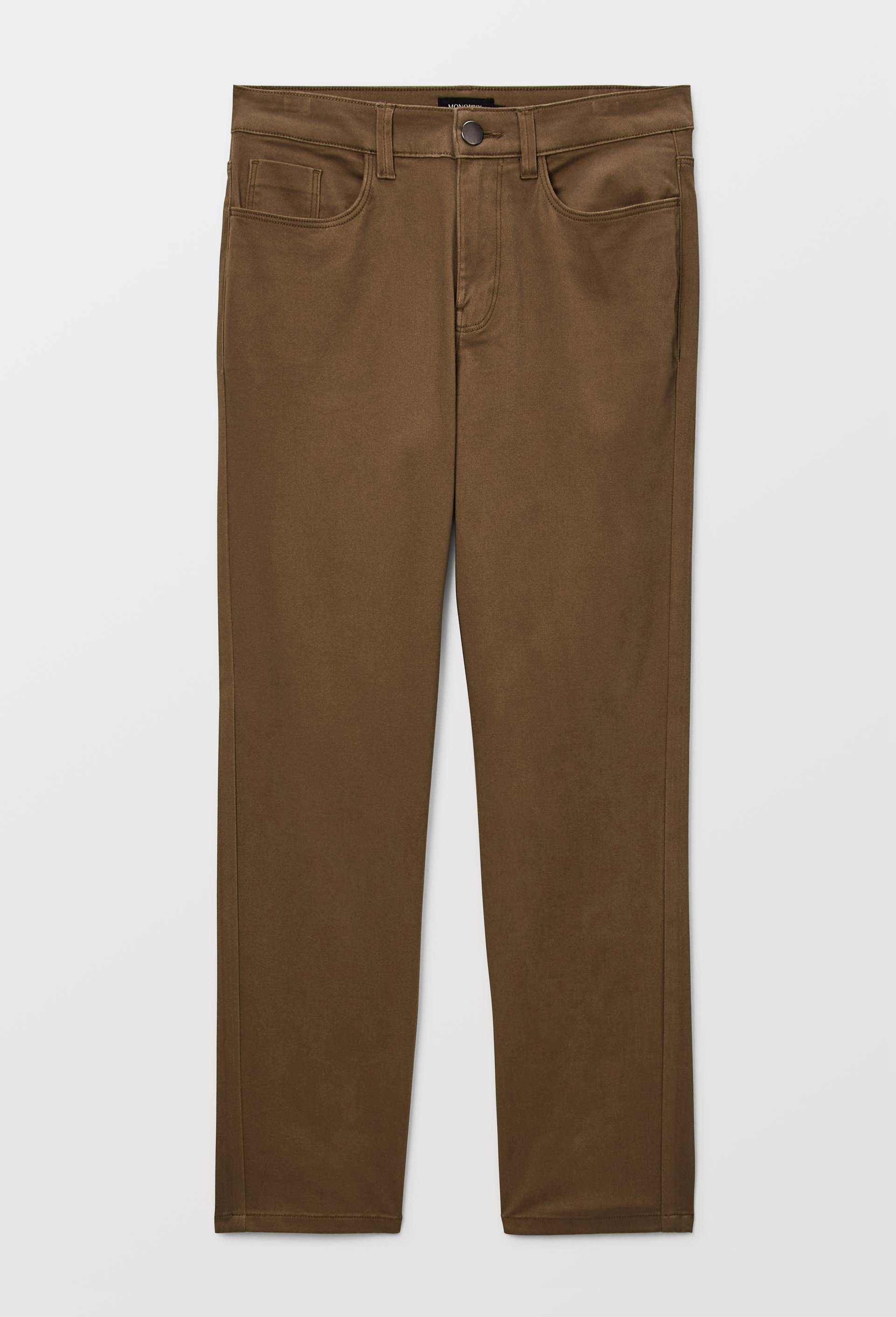 Pantalon droit contenant du coton, Vert fonc&eacute;, large image number 2