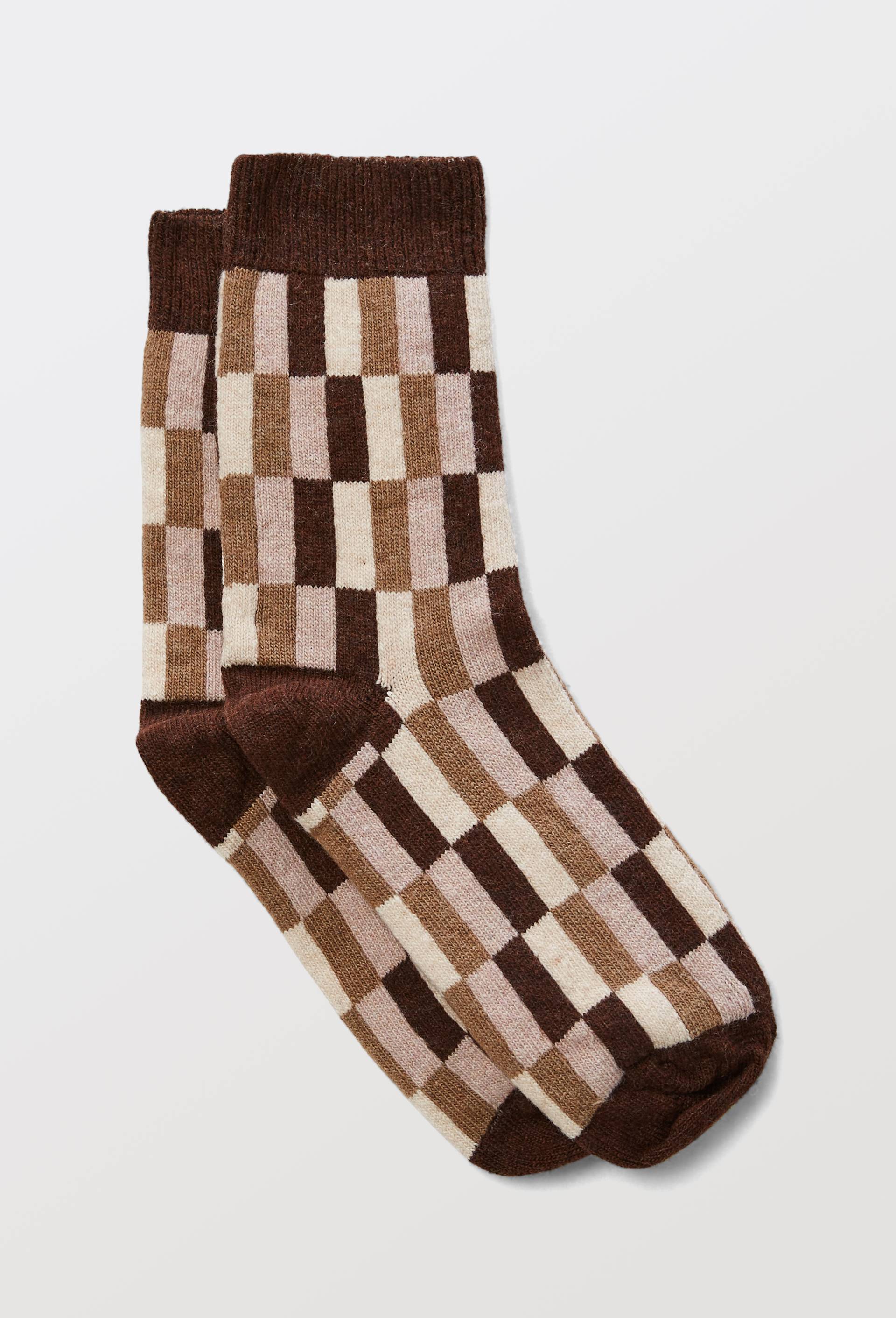 Paire de chaussettes avec motifs contenant du cachemire, Brun, large image number 0