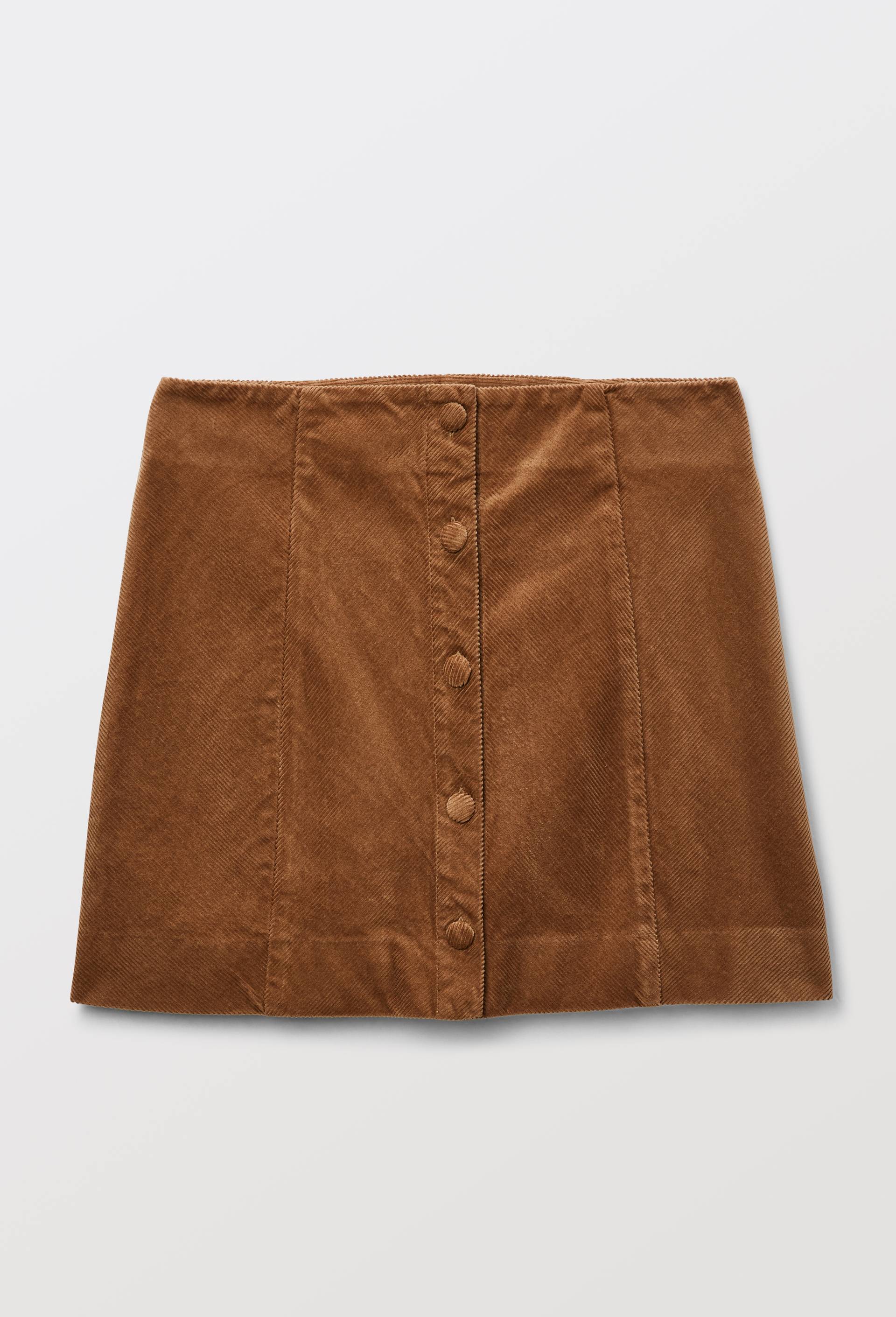 Jupe courte boutonn&eacute;e  velours contenant du coton BIO GOTS, Beige, large image number 2.0