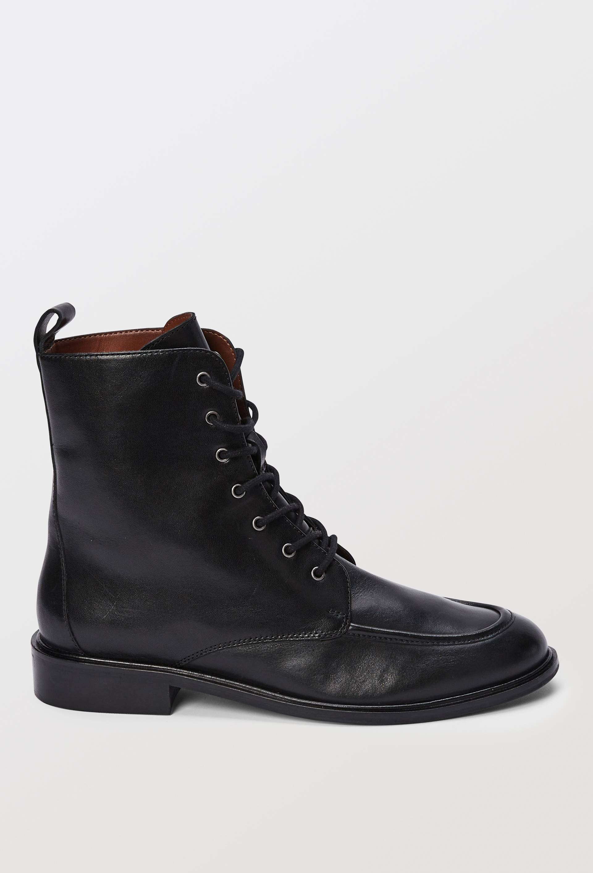 Bottines &agrave; lacets en cuir, Noir, large image number 1.0