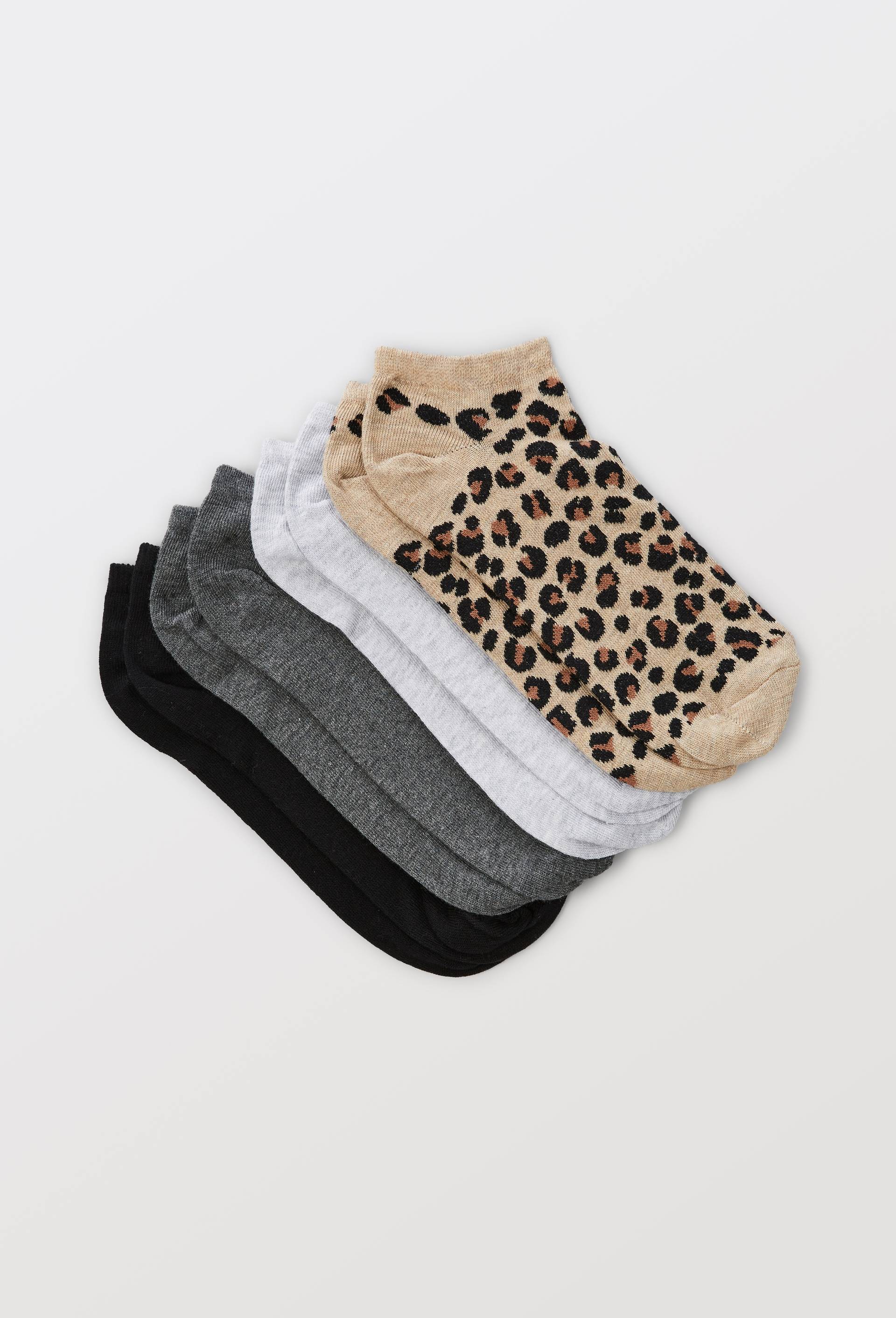 Lot de 4 paires de mini-socquettes fantaisie avec un motif en coton, Beige, large image number 0