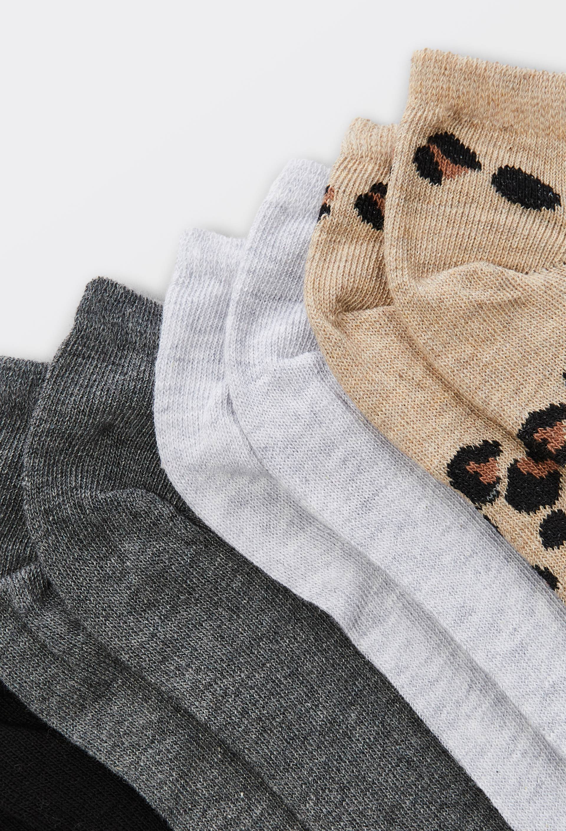 Lot de 4 paires de mini-socquettes fantaisie avec un motif en coton, Beige, large image number 1