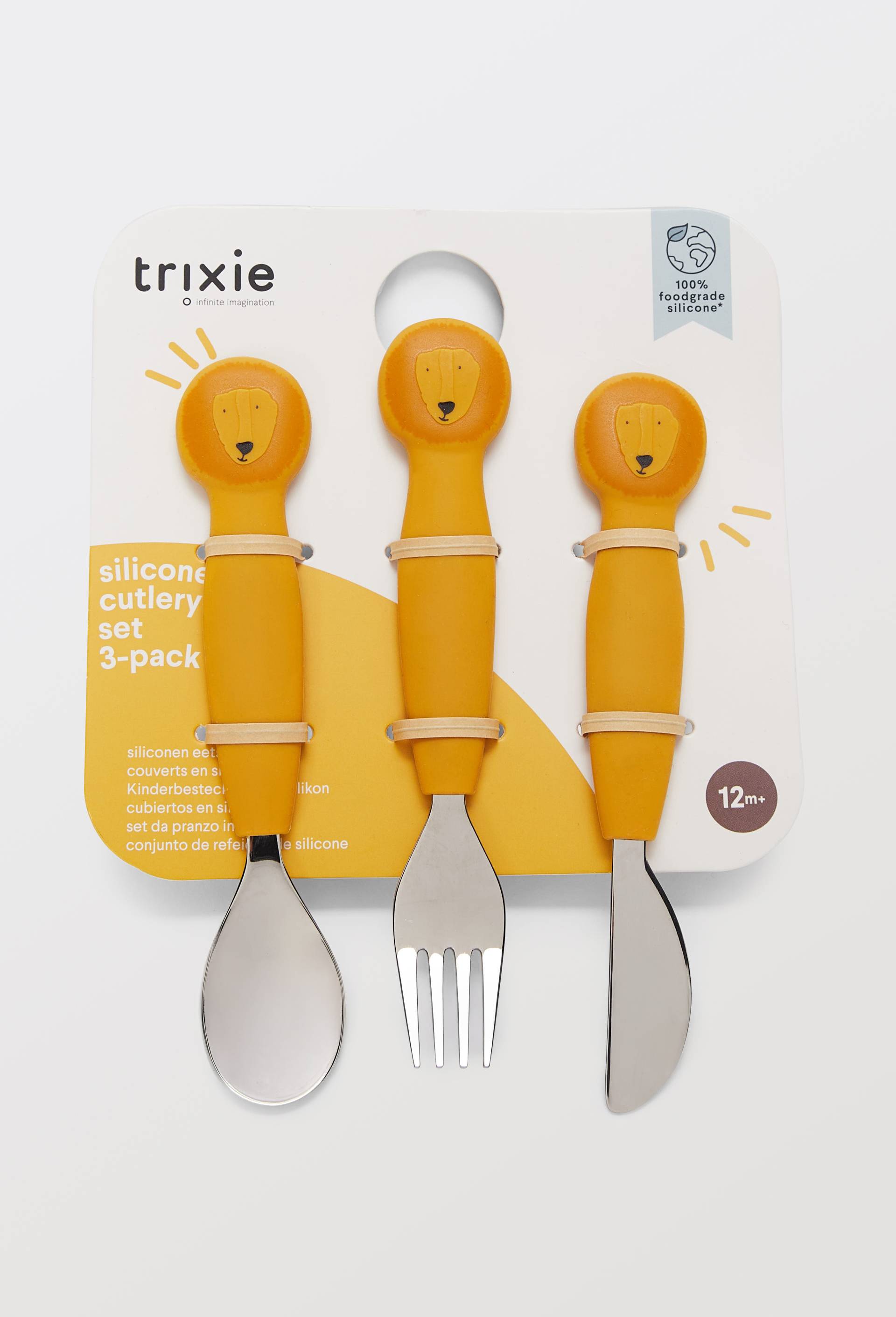 Lot de 3 couverts silicone, Jaune, large image number 0