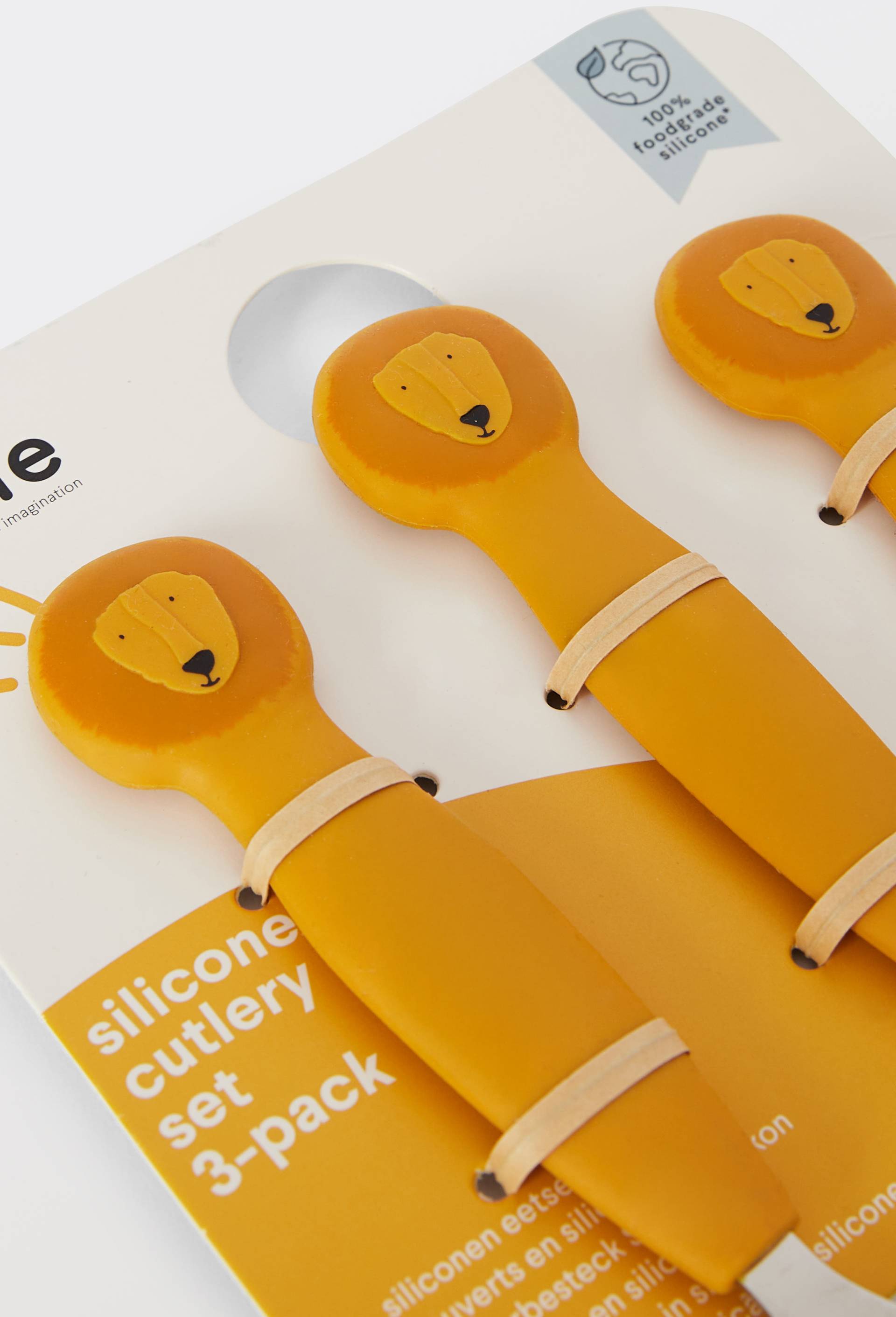 Lot de 3 couverts silicone, Jaune, large image number 1.0