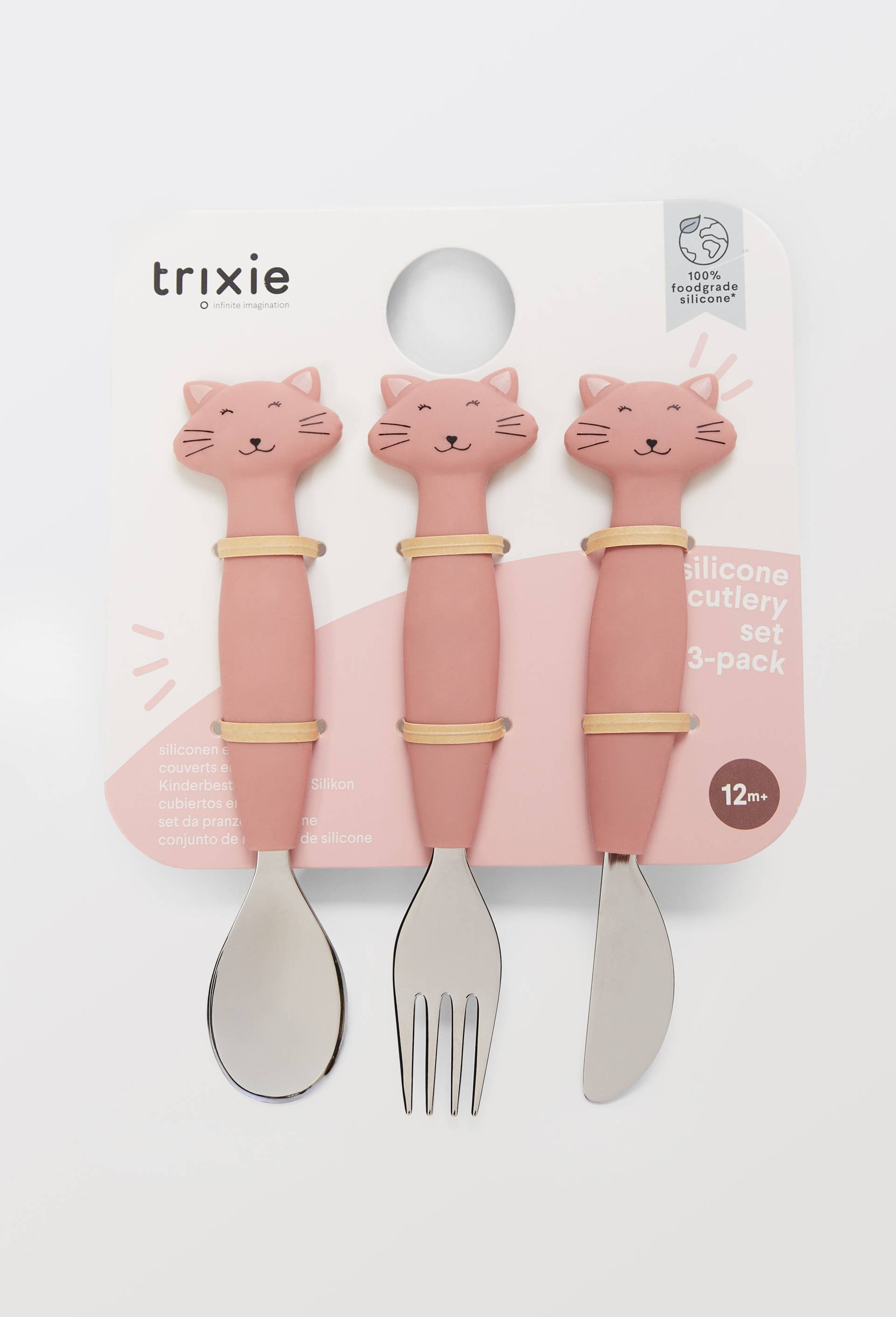 Lot de 3 couverts silicone, Rose, large image number 0.0