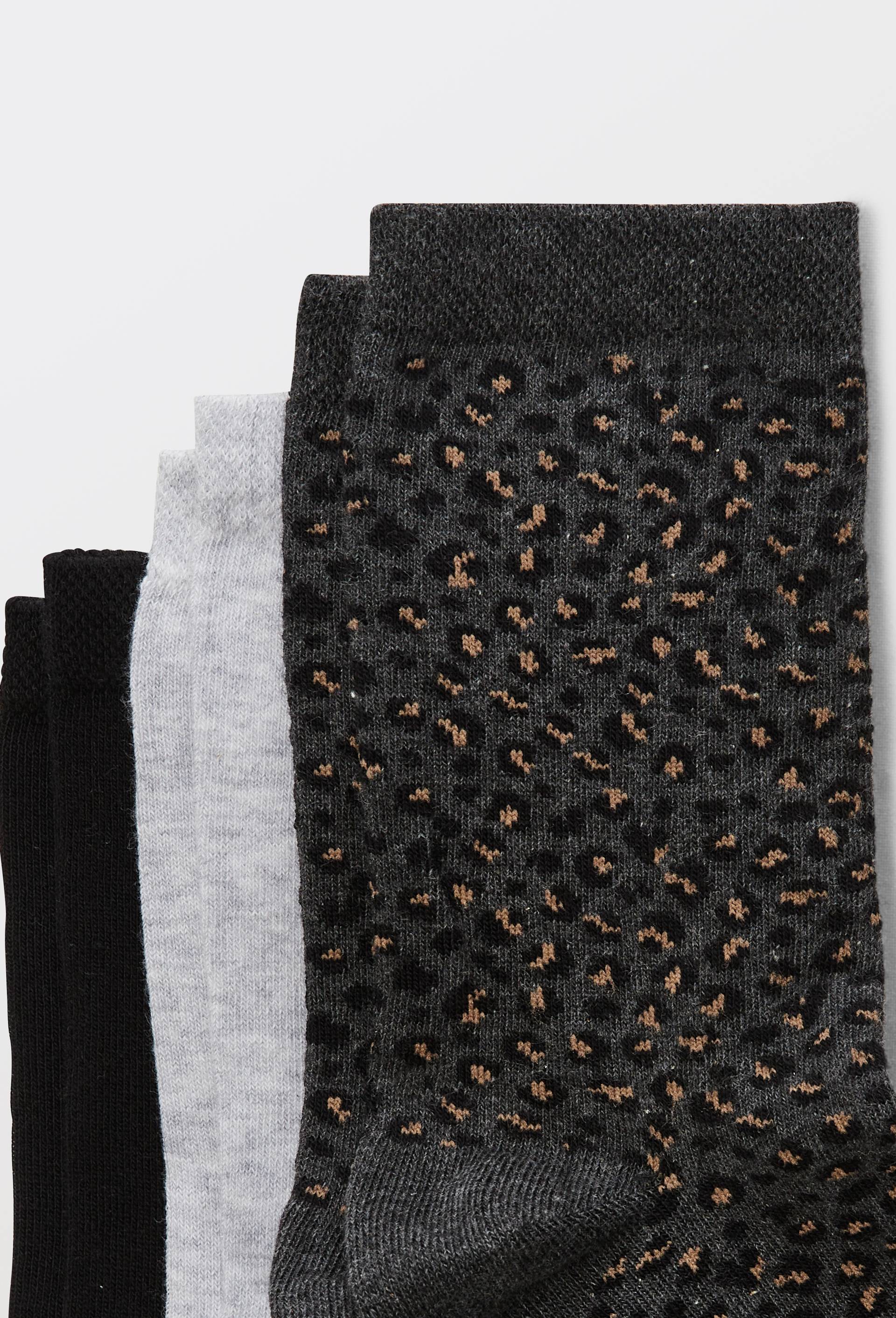 Lot de 3 paires de chaussettes fantaisie en coton, Gris fonc&eacute;, large image number 1