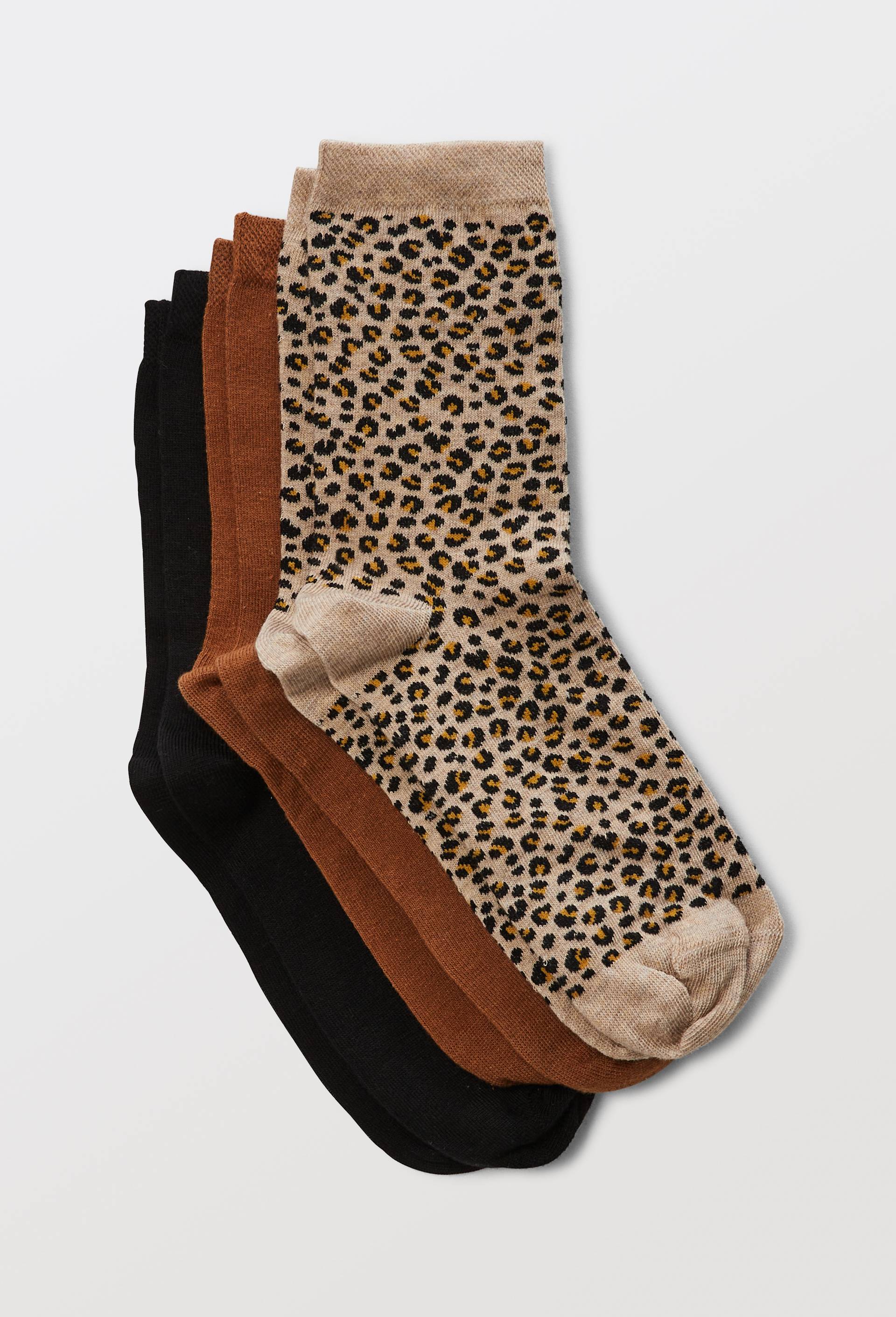 Lot de 3 paires de chaussettes fantaisie en coton, Beige, swatch image