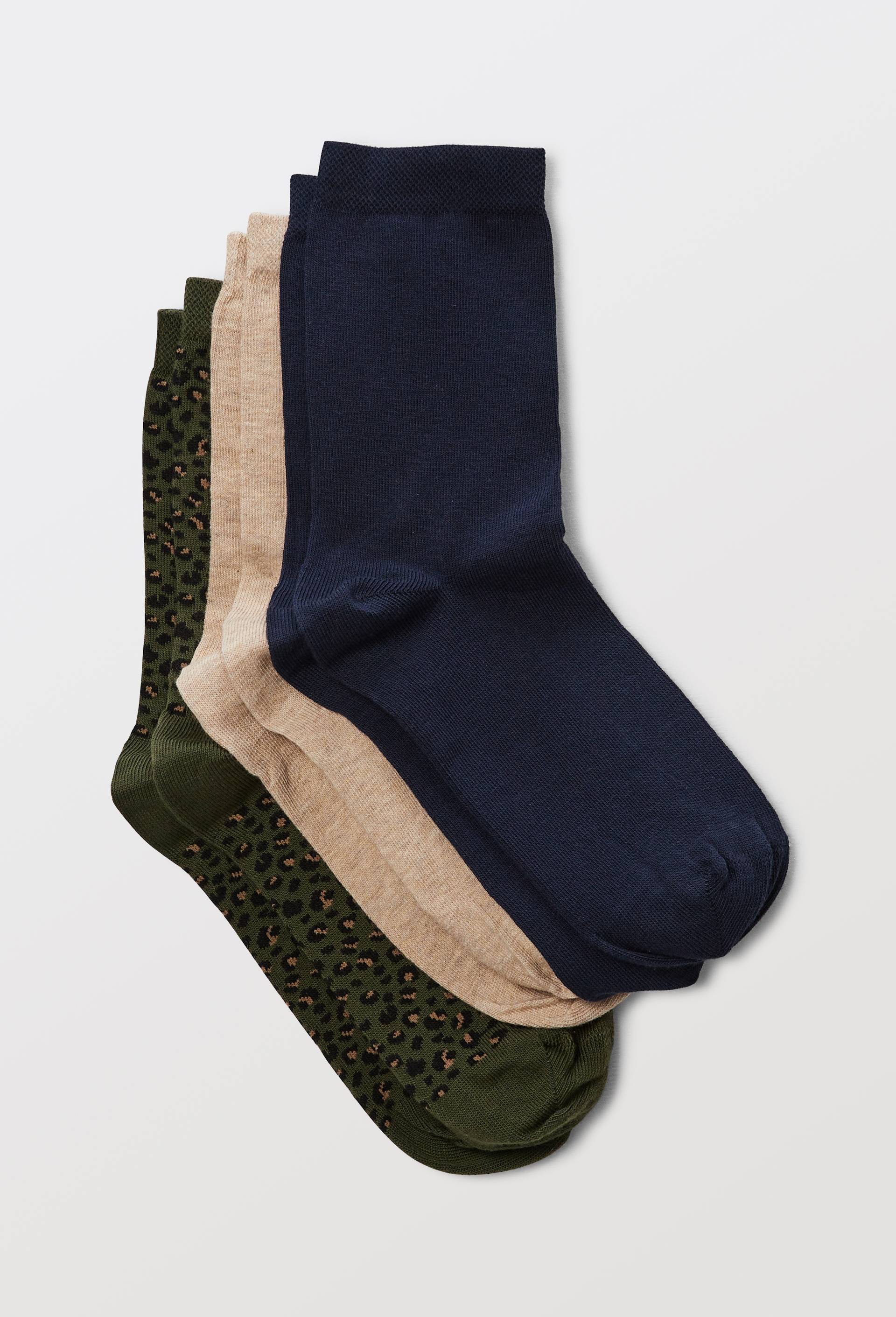Lot de 3 paires de chaussettes fantaisie en coton, Vert fonc&eacute;, large image number 0