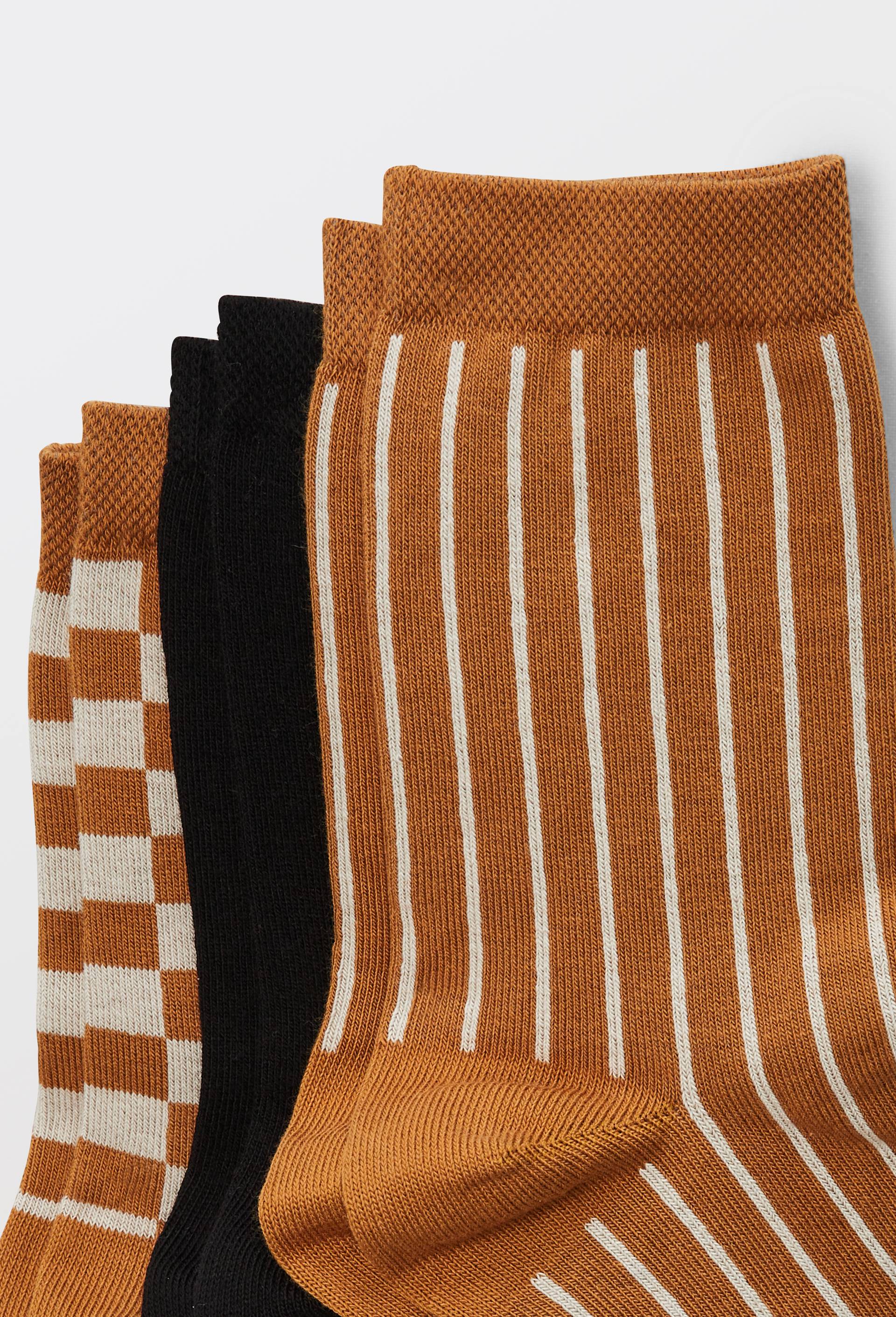 Lot de 3 paires de chaussettes fantaisie en coton, Brun clair, large image number 1