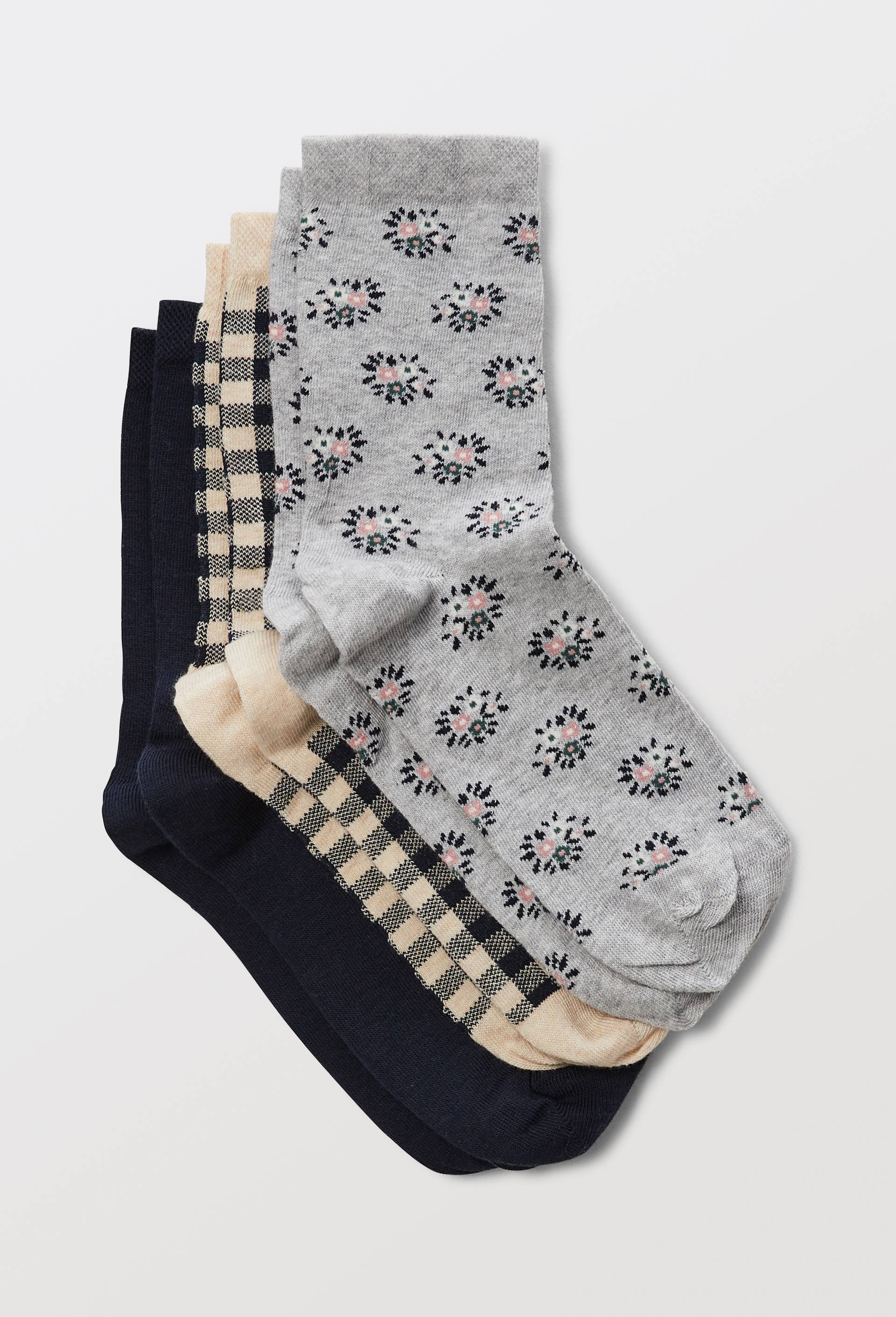 Lot de 3 paires de chaussettes fantaisie en coton, Gris, large image number 0