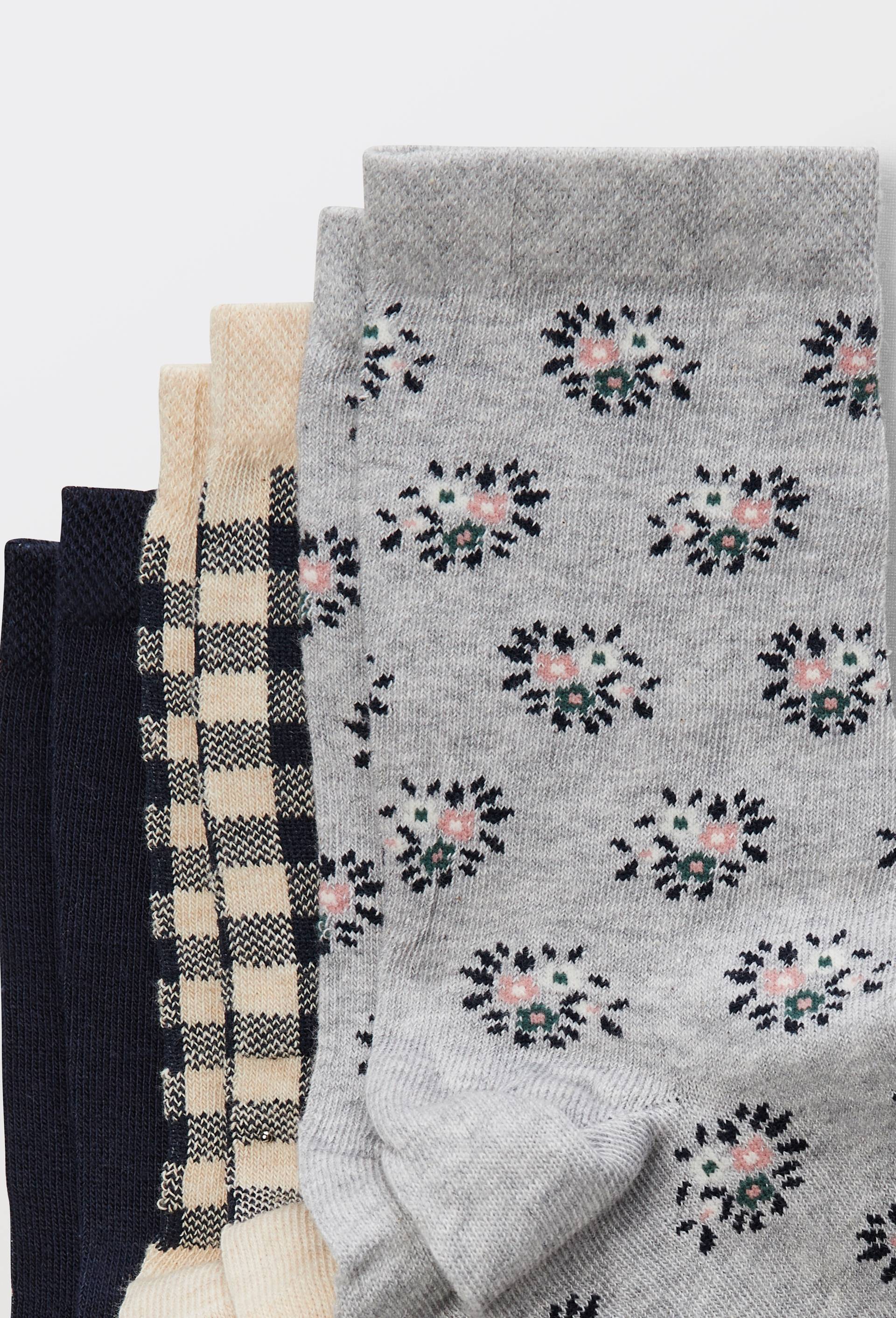 Lot de 3 paires de chaussettes fantaisie en coton, Gris, large image number 1