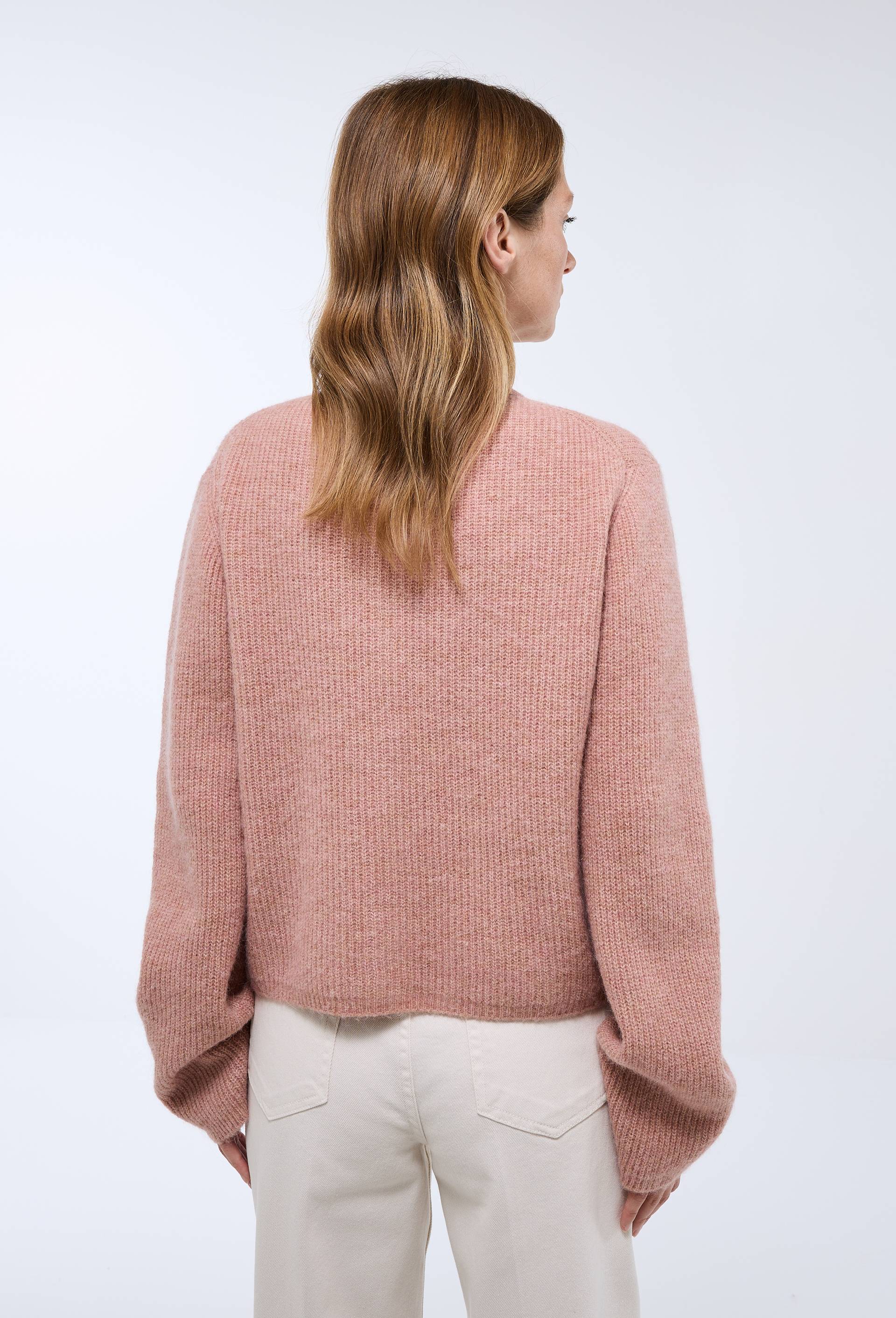 Cardigan col polo contenant de l'alpaga, Rose, large image number 2.0