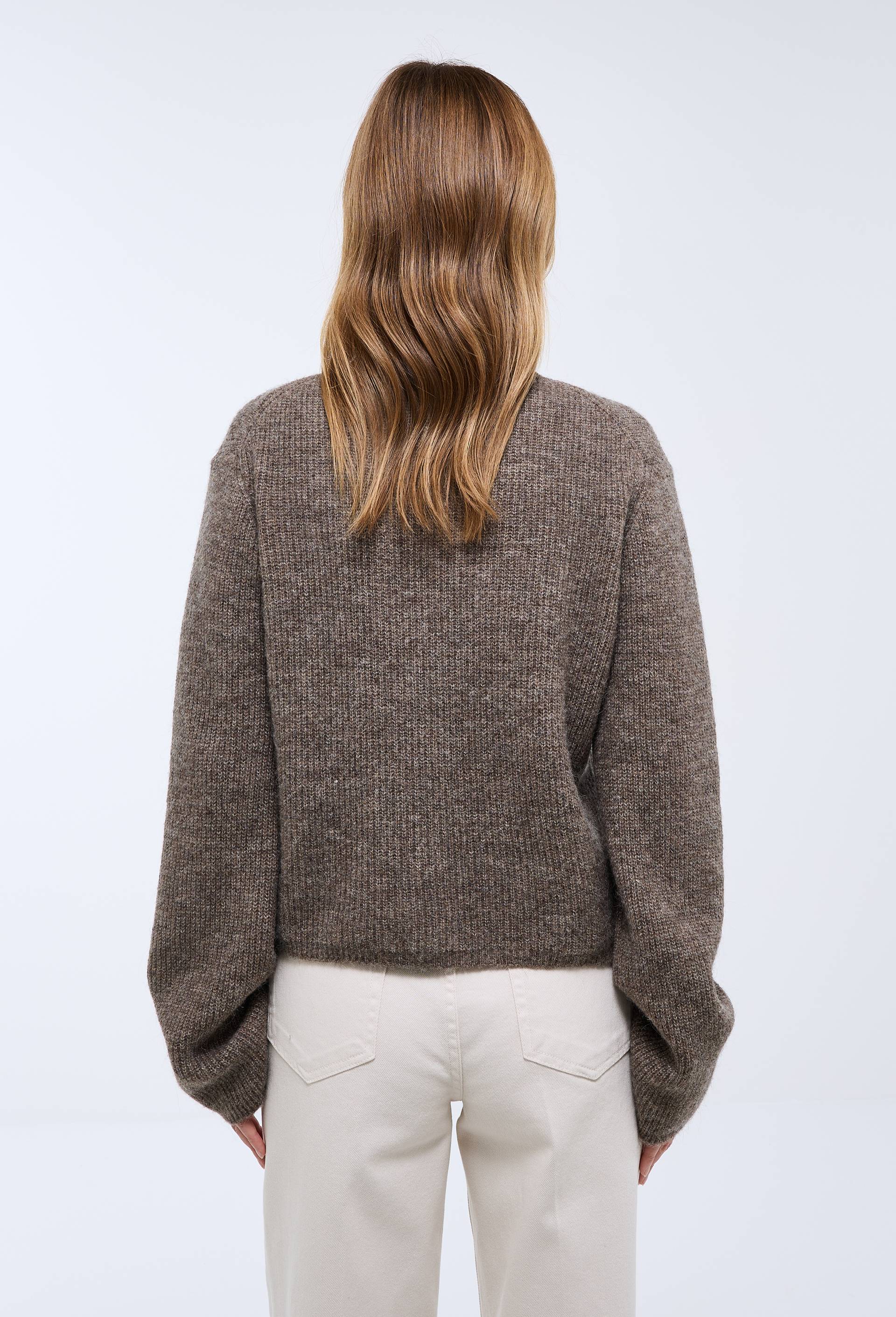 Cardigan col polo contenant de l'alpaga, Brun clair, large image number 1
