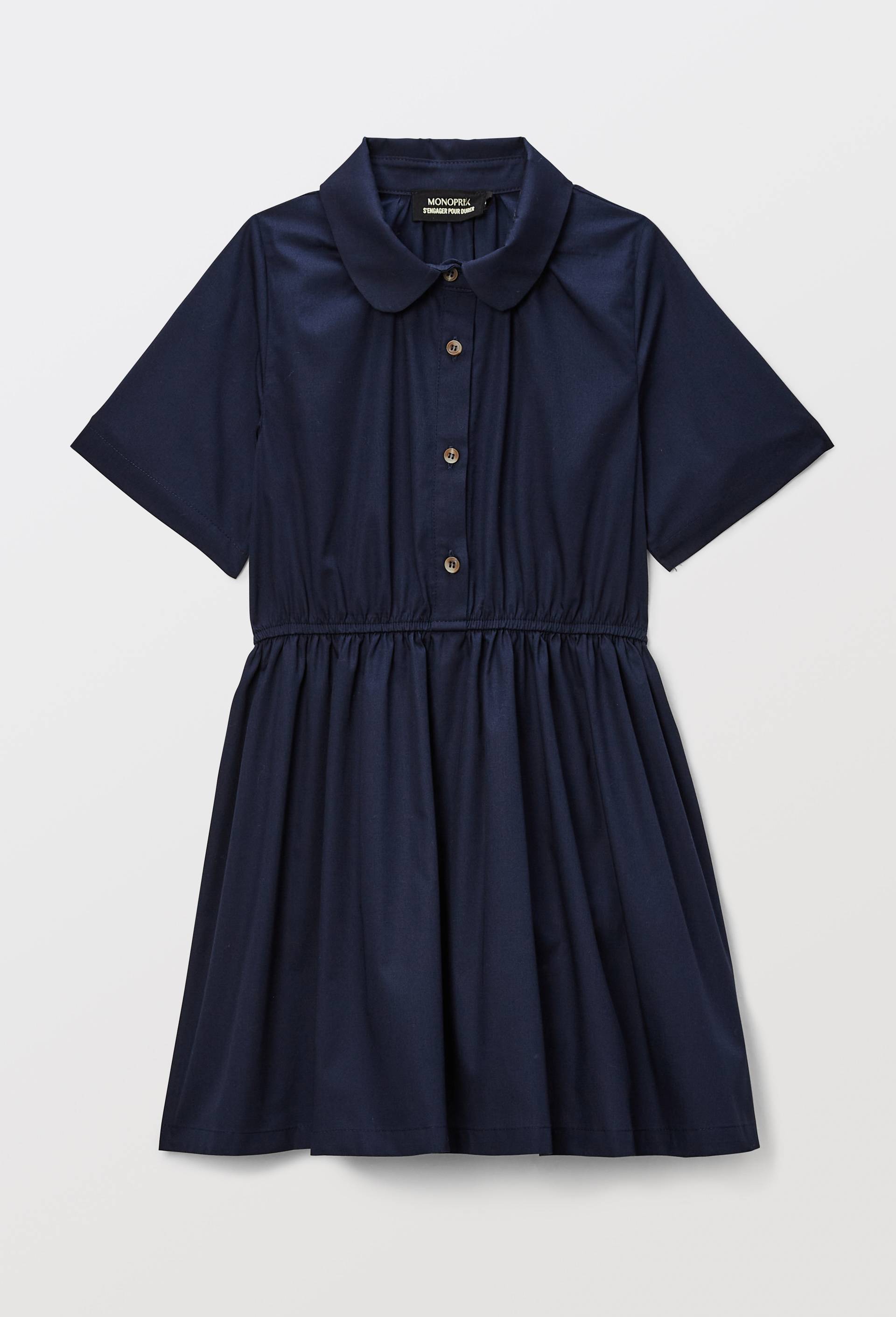 Robe col chemise imprim&eacute;e en coton, Bleu fonc&eacute;, large image number 2