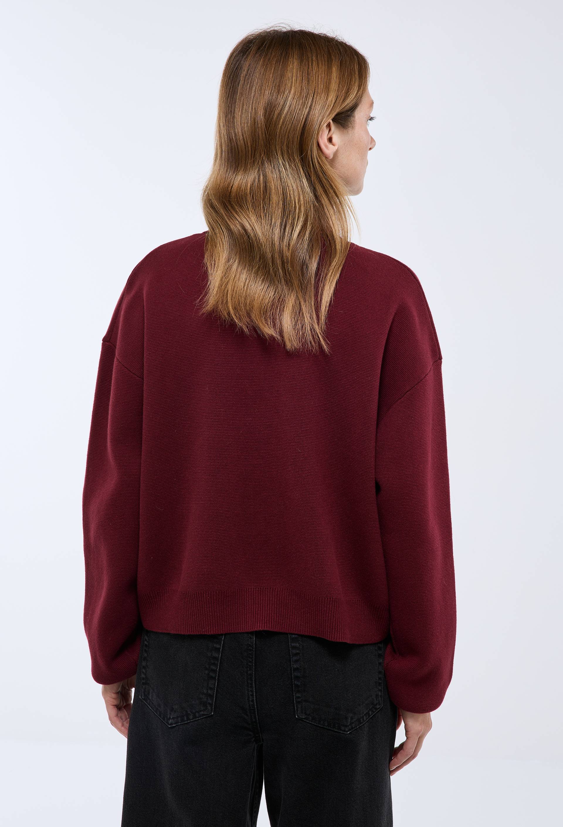 Veste en maille unie en coton BIO GOTS, Rouge fonc&eacute;, large image number 1