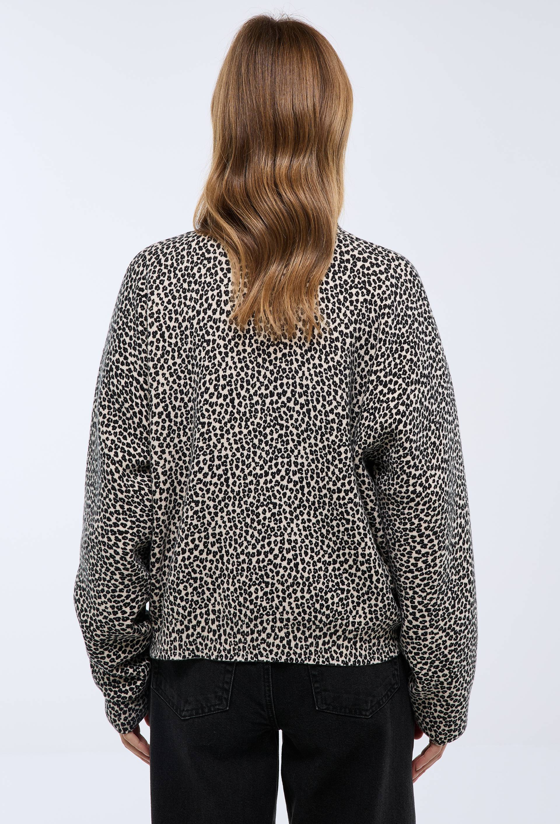 Veste en coton maille milano, imprim&eacute;e l&eacute;opard, Beige clair, large image number 1