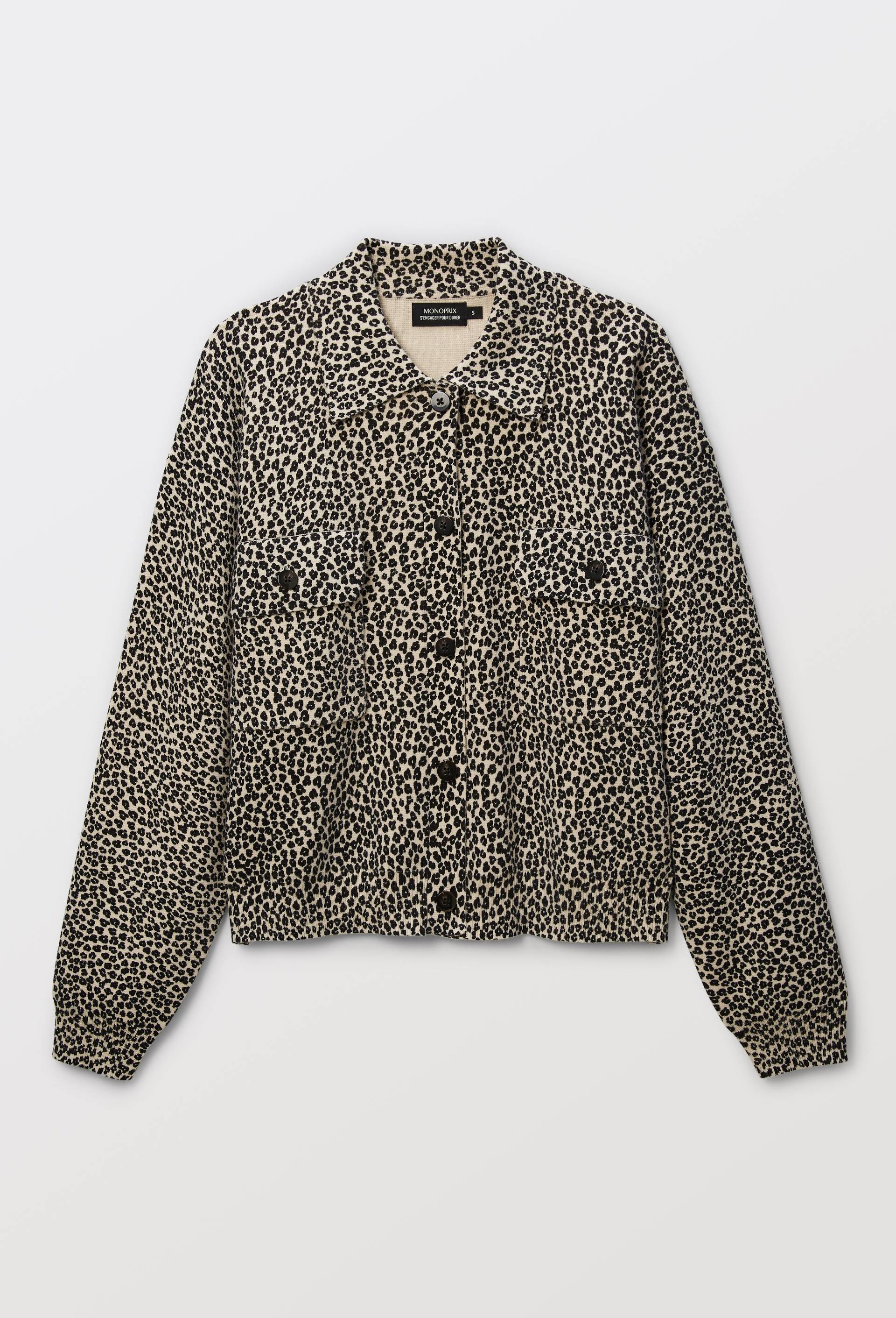 Veste en coton maille milano, imprim&eacute;e l&eacute;opard, Beige clair, large image number 2